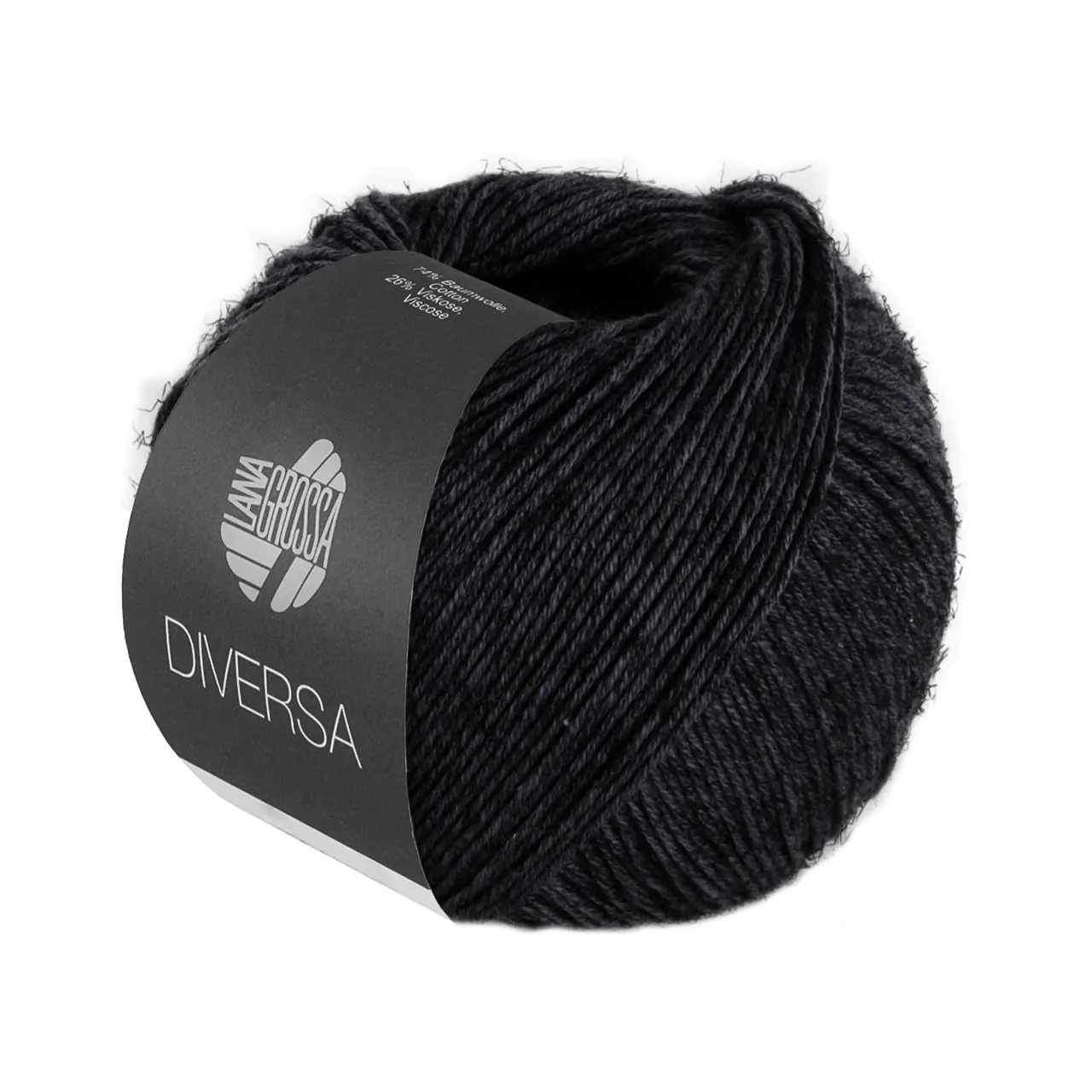 Diversa 29 Schwarz von Lana Grossa. Leichtes Baumwoll-Mischgarn mit zartem Mélange-Effekt
