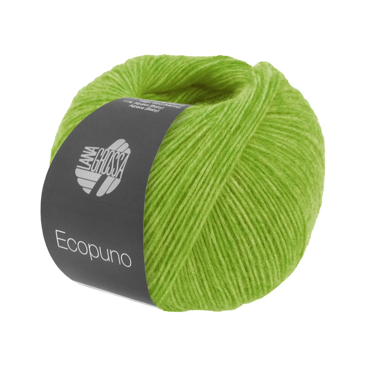 Ecopuno 215 Frühlingsgrün von Lana Grossa. Edle Netzgarnstruktur aus Baumwolle gefüllt mit Merino/Alpaka