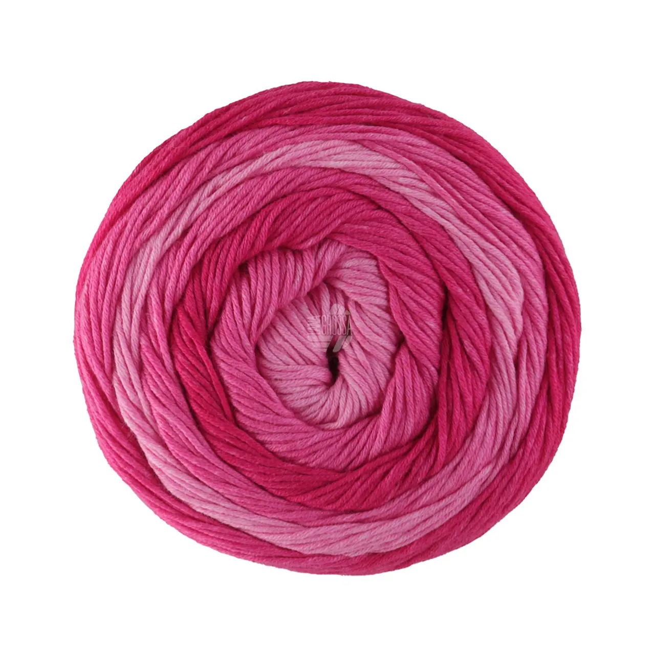 Gomitolo Tono 1037 Zyklam/Fuchsia/Pink von Lana Grossa. 100% feine weiche Bio-Baumwolle in einem dezenten Ton- in-Ton Farbverlauf in fruchtigen Farben