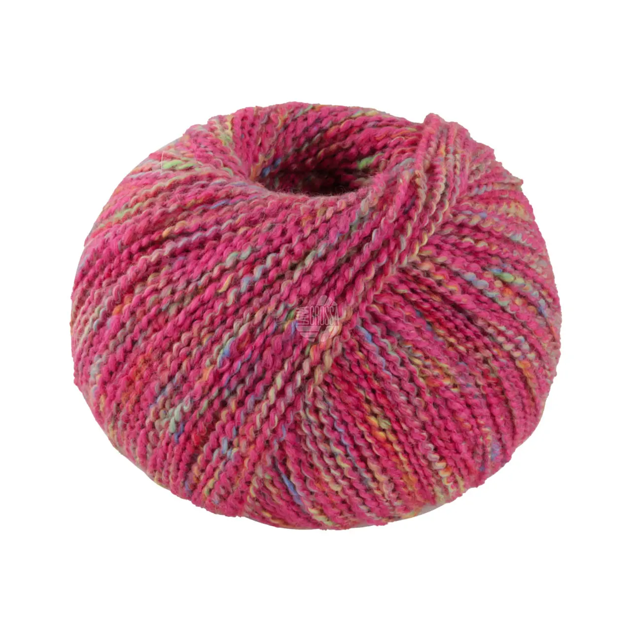 Maglia 13 Pink/Frühlingsgrün/Gelb/Azurblau/Orange von Lana Grossa. Sommer-Tweedgarn aus Baumwolle mit einem bunten Effektgarn verzwirnt