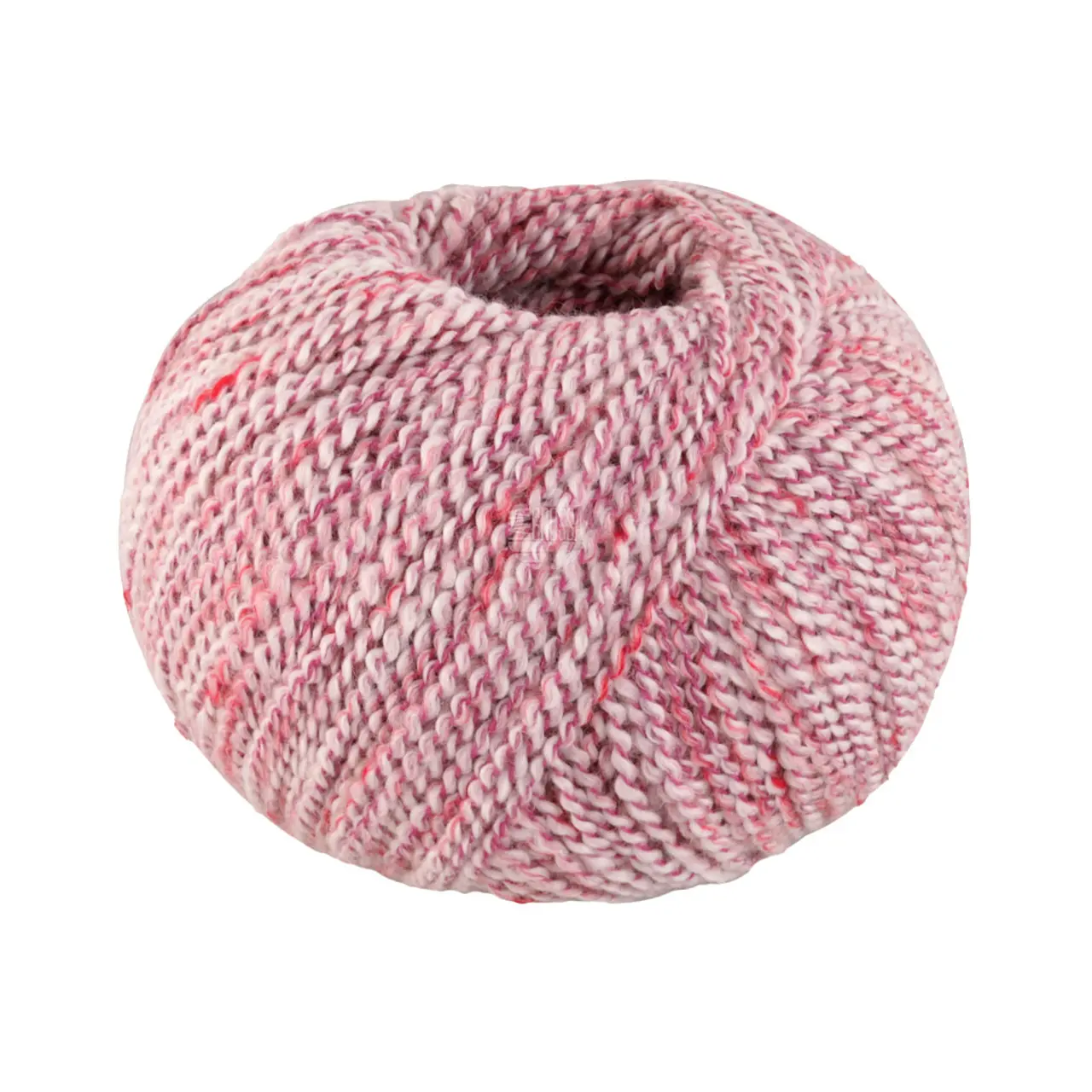 Maglia 14 Rohweiß/Zyklam/Rot/Rosa von Lana Grossa. Sommer-Tweedgarn aus Baumwolle mit einem bunten Effektgarn verzwirnt