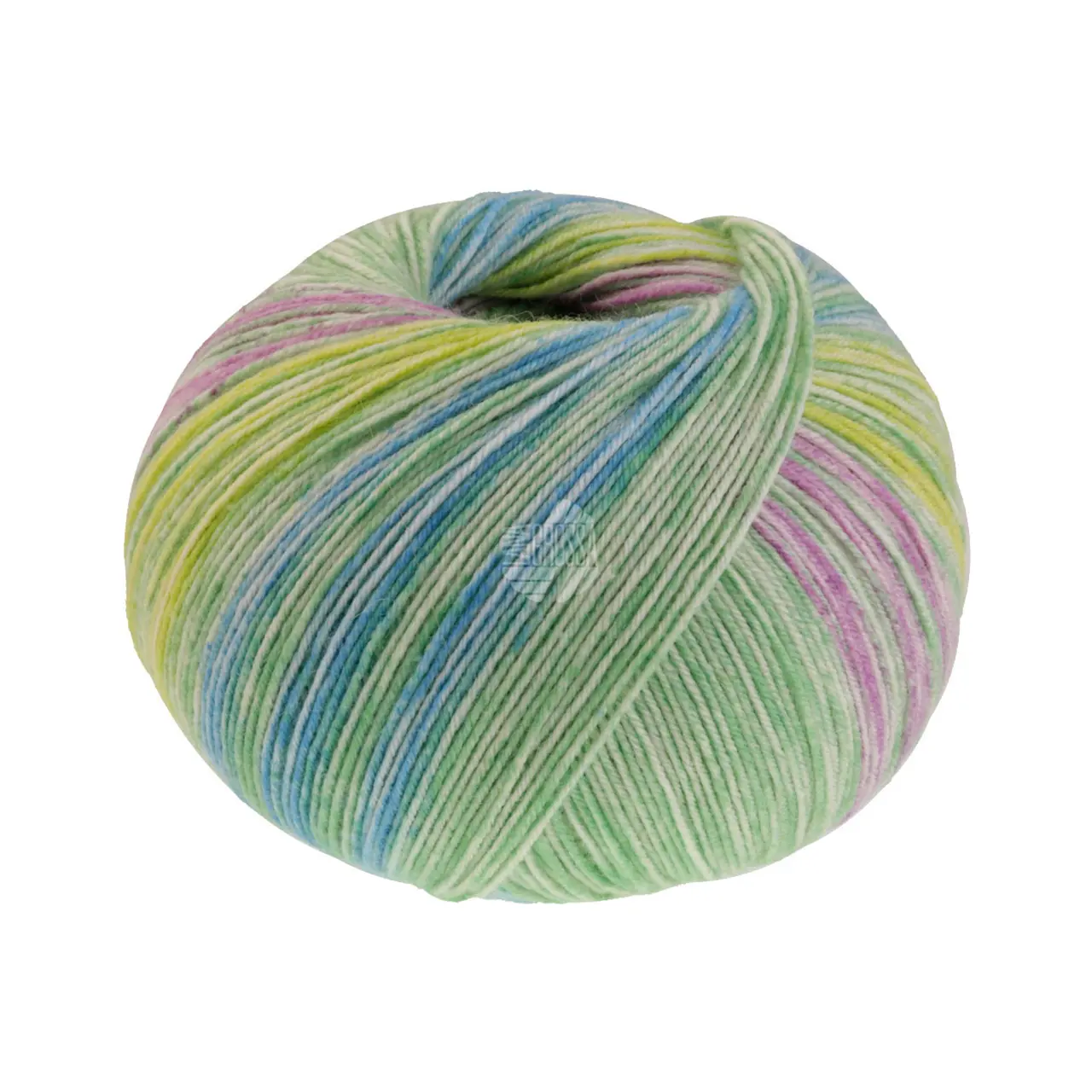 Meilenweit 100 Merino Extrafine Luna 4112 Mint/Blassgrün/Limette/Blau von Lana Grossa. Hochwertiges Sockengarn aus extrafeiner Merinowolle waschmaschinenfest