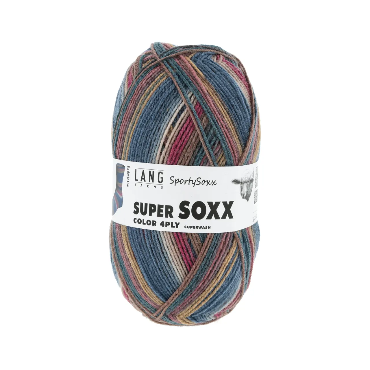 Super Soxx Color 4-Fach 501 Du.Bla/Fuchs/Bra 1142 Badminto von Lang Yarns.