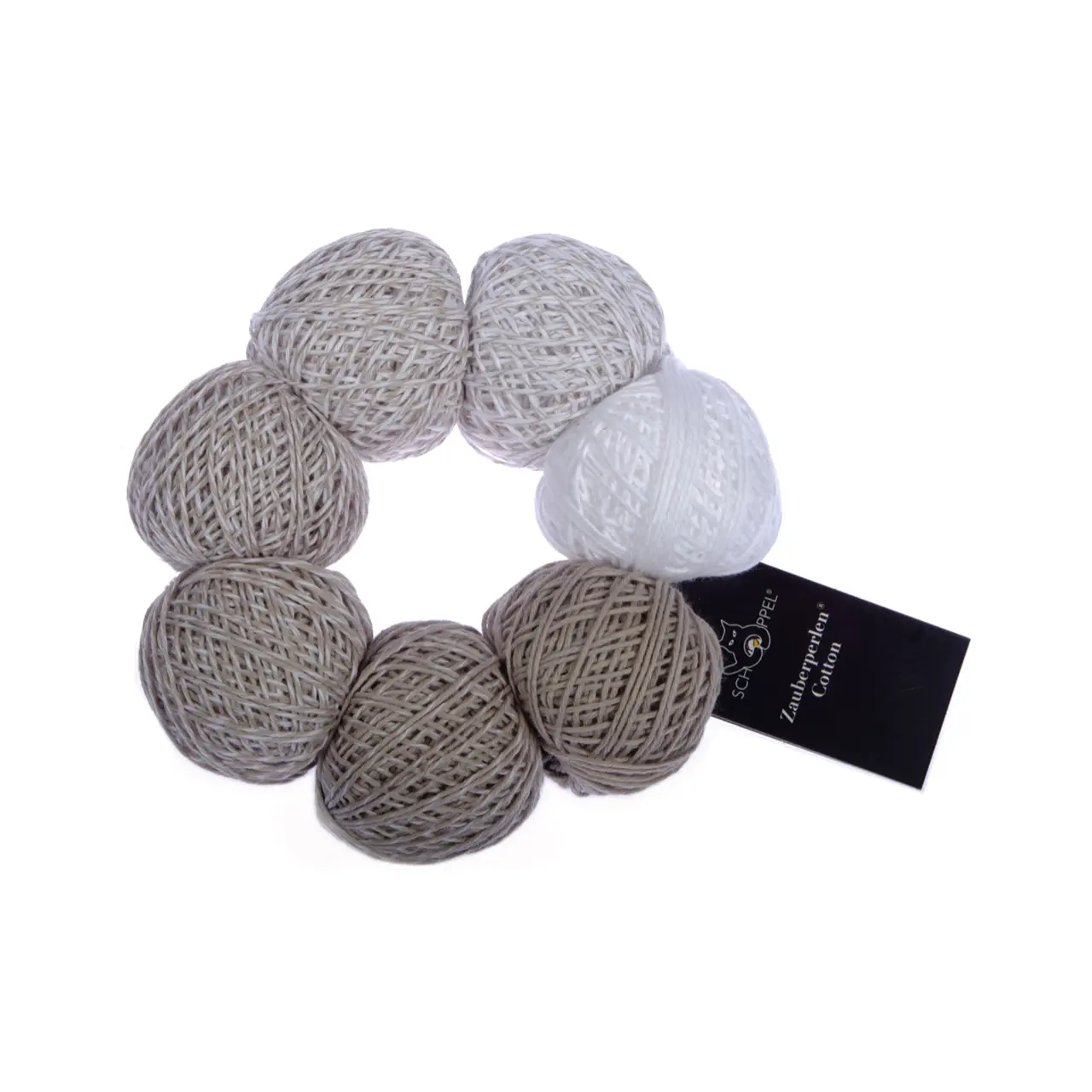 Zauberperlen® Cotton 2489 Subito von Schoppel. Ein Malkasten aus Baumwolle. Ihr individuelles Farbspiel entsteht durch das Verbinden der Miniknäuel.
