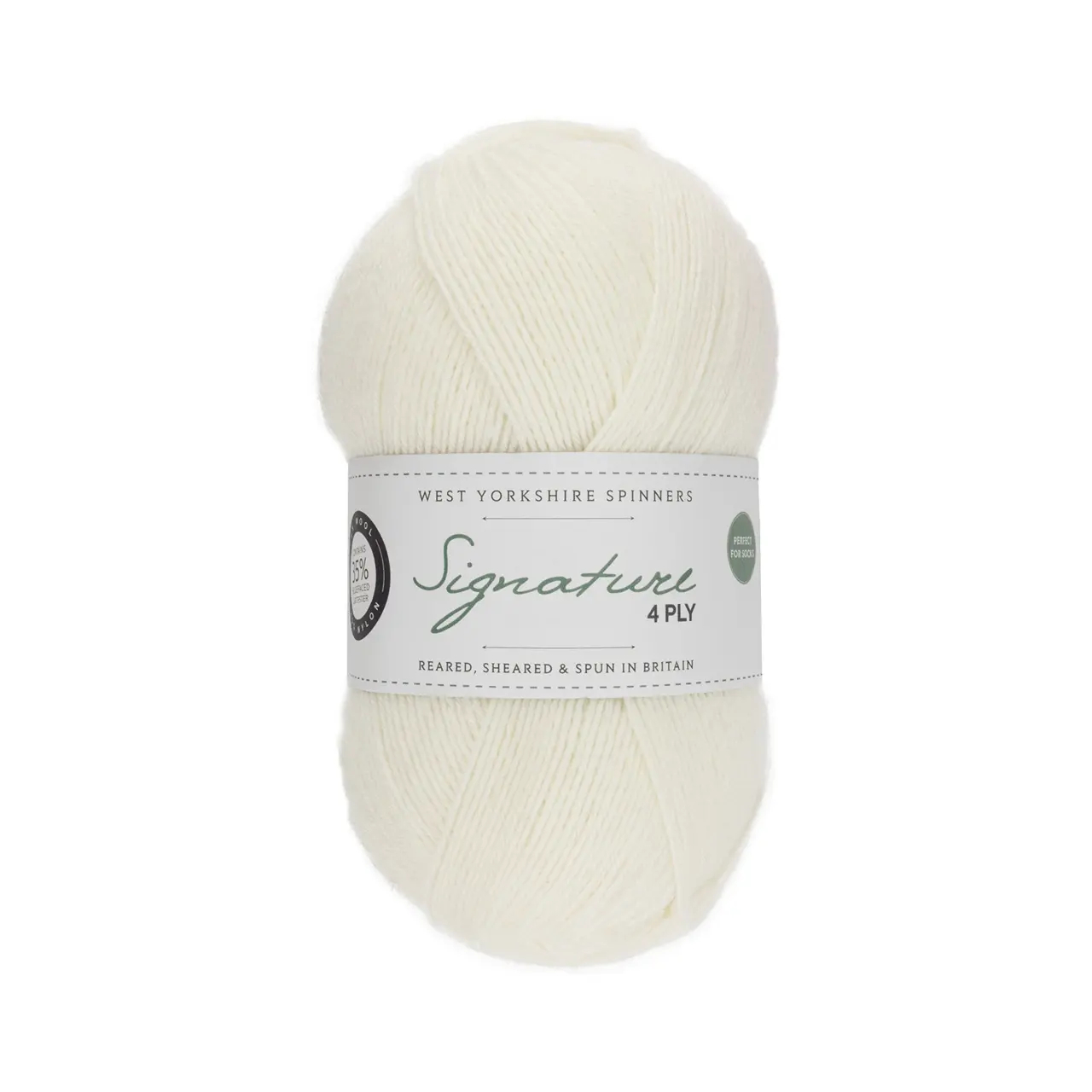 Signature 4-Fach 11 Marshmallow von West Yorkshire Spinners. Sehr weiches und strapazierfähiges Garn aus hochwertigen Materialien mit außergewöhnlicher Vielseitigkeit ideal für Socken Schals und Tücher mit schönem Fall. Erhältlich in vielen kräftigen bis natürlichen Unifarben aber auch als selbststreifende Variante inspiriert von leuchtenden Cocktailfarben. Mehrfach als „Bestes Sockengarn“ ausgezeichnet.