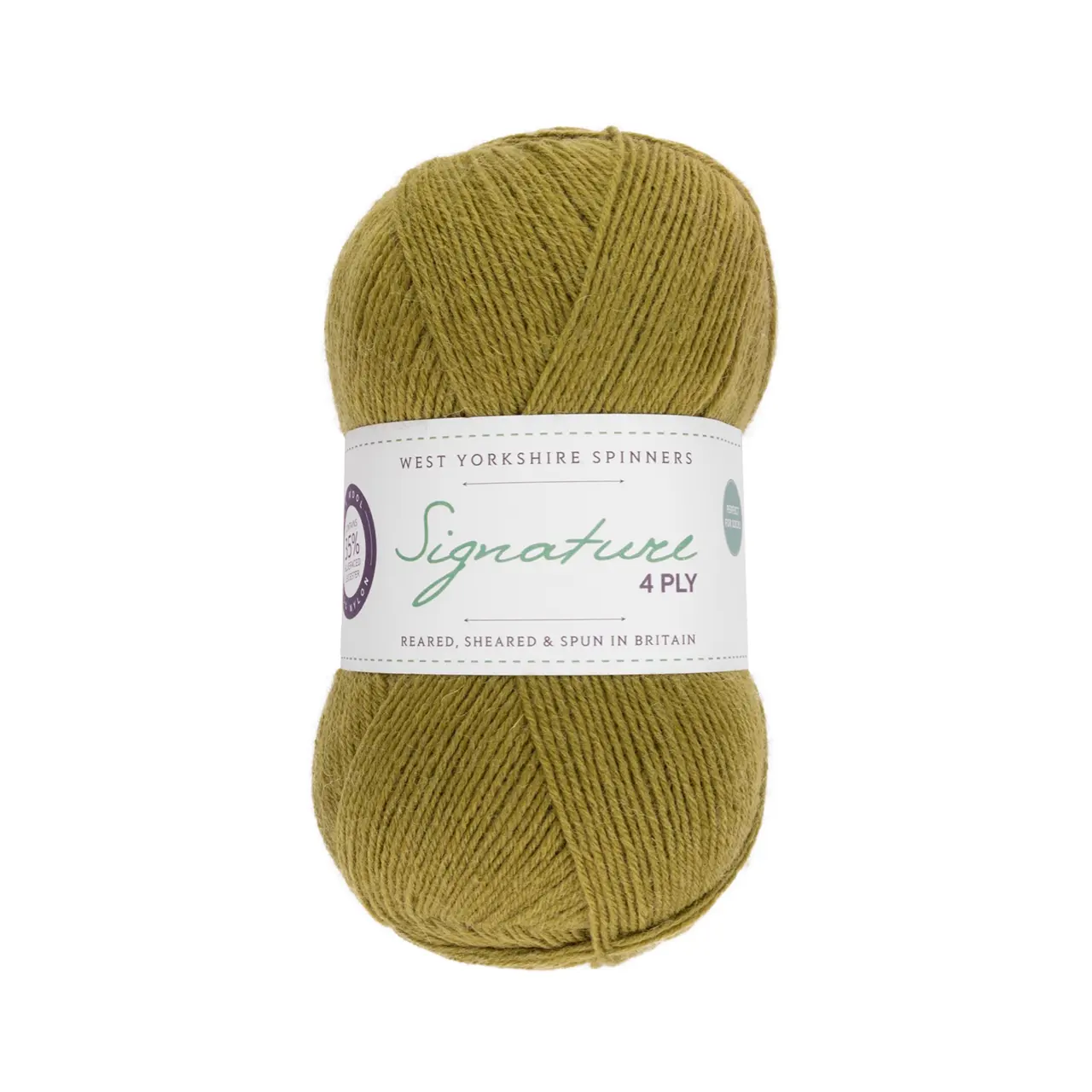 Signature 4-Fach 351 Cardamon von West Yorkshire Spinners. Sehr weiches und strapazierfähiges Garn aus hochwertigen Materialien mit außergewöhnlicher Vielseitigkeit ideal für Socken Schals und Tücher mit schönem Fall. Erhältlich in vielen kräftigen bis natürlichen Unifarben aber auch als selbststreifende Variante inspiriert von leuchtenden Cocktailfarben. Mehrfach als „Bestes Sockengarn“ ausgezeichnet.