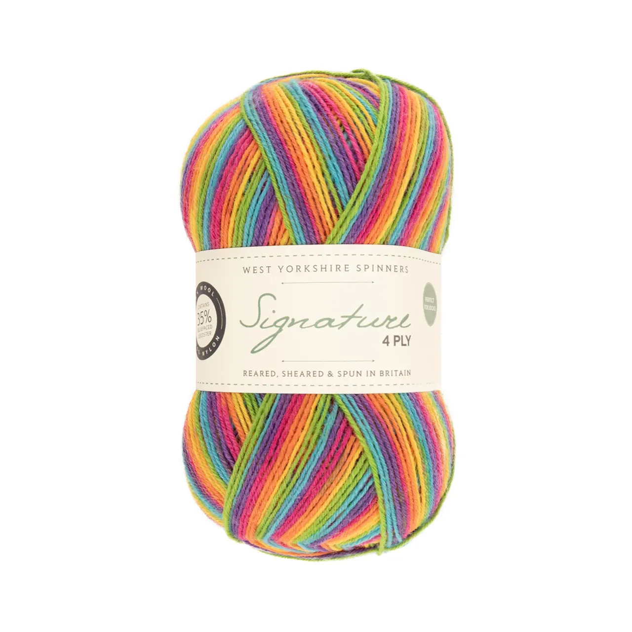 Signature 4-Fach Cocktails 822 Rum Paradise von West Yorkshire Spinners. Sehr weiches und strapazierfähiges Garn aus hochwertigen Materialien mit außergewöhnlicher Vielseitigkeit ideal für Socken Schals und Tücher mit schönem Fall. Erhältlich als selbststreifende Variante „Colormix“ inspiriert unter anderem von leuchtenden Cocktailfarben aber auch in vielen kräftigen bis natürlichen Unifarben. Mehrfach als „Bestes Sockengarn“ ausgezeichnet.