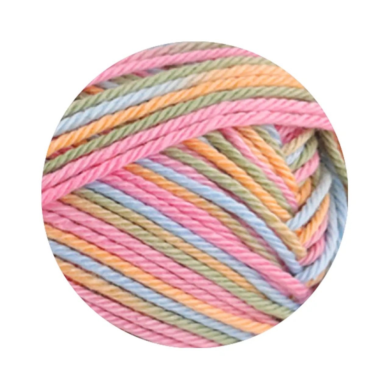 Cotone Print 365 Pfirsich/Rosé/Eisblau/Blassgrün von Lana Grossa. Baumwollbasicgarn