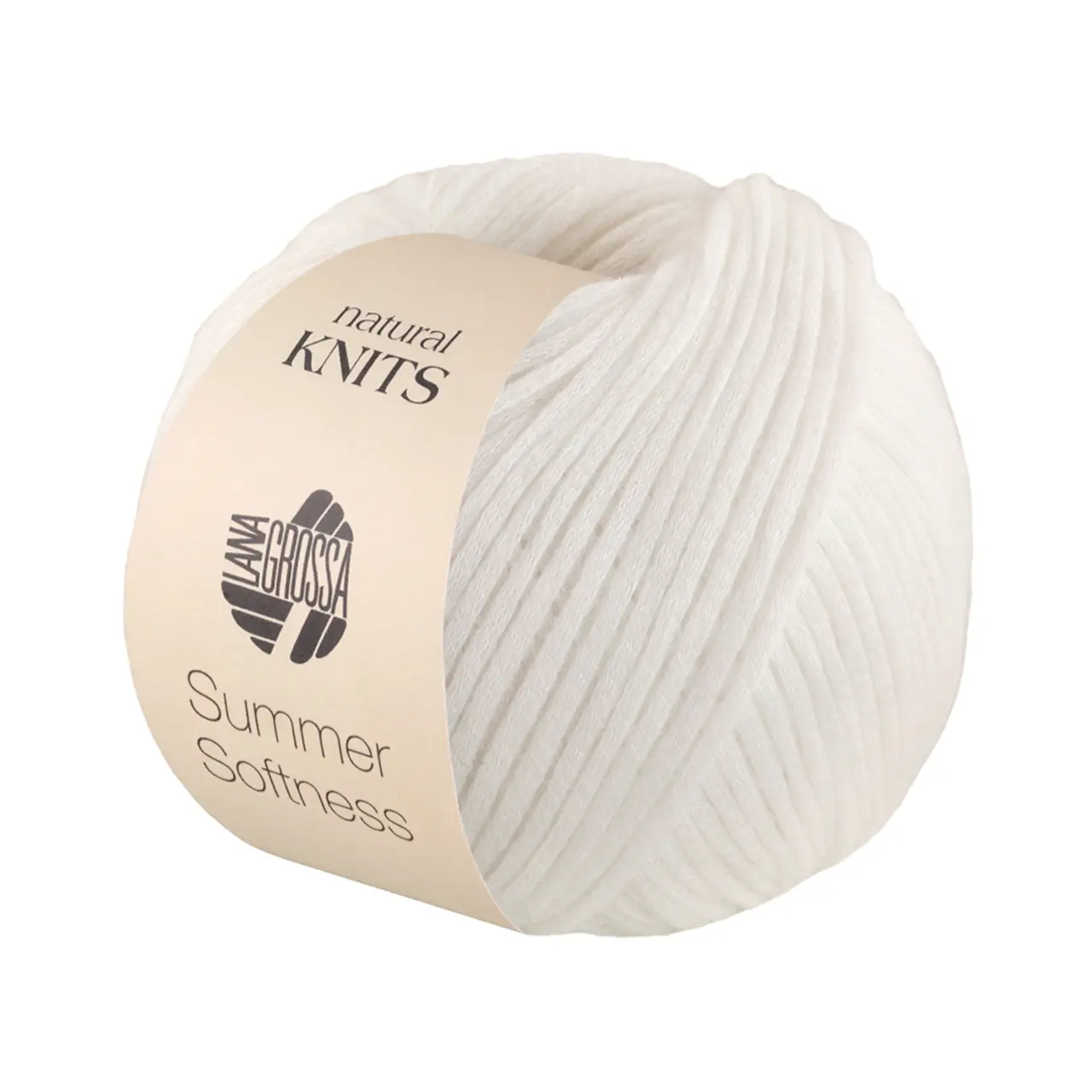 Summer Softness 1 Weiß von Lana Grossa. Zartes Baumwollschlauchgarn voluminös gefüllt mit flauschigen Merinofasern
