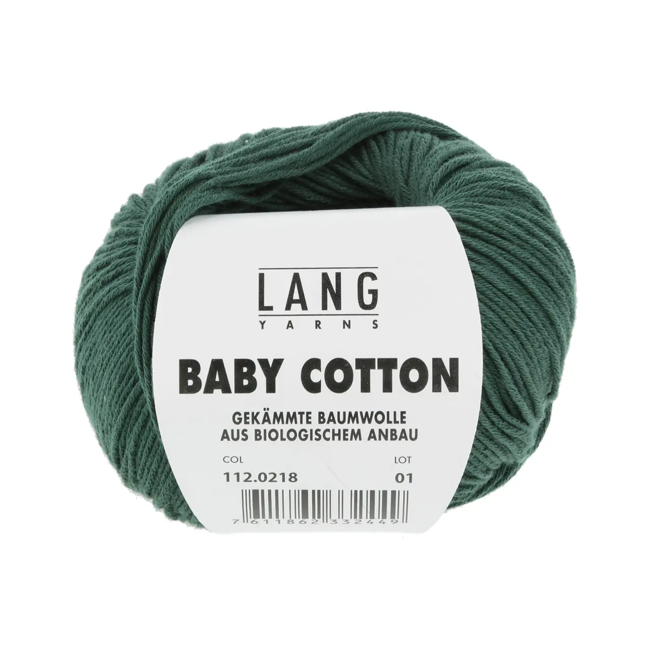 Baby Cotton 218 Dunkelgrün von Lang Yarns. Feine langstaplige Baumwolle aus kontrolliert biologischem Anbau.