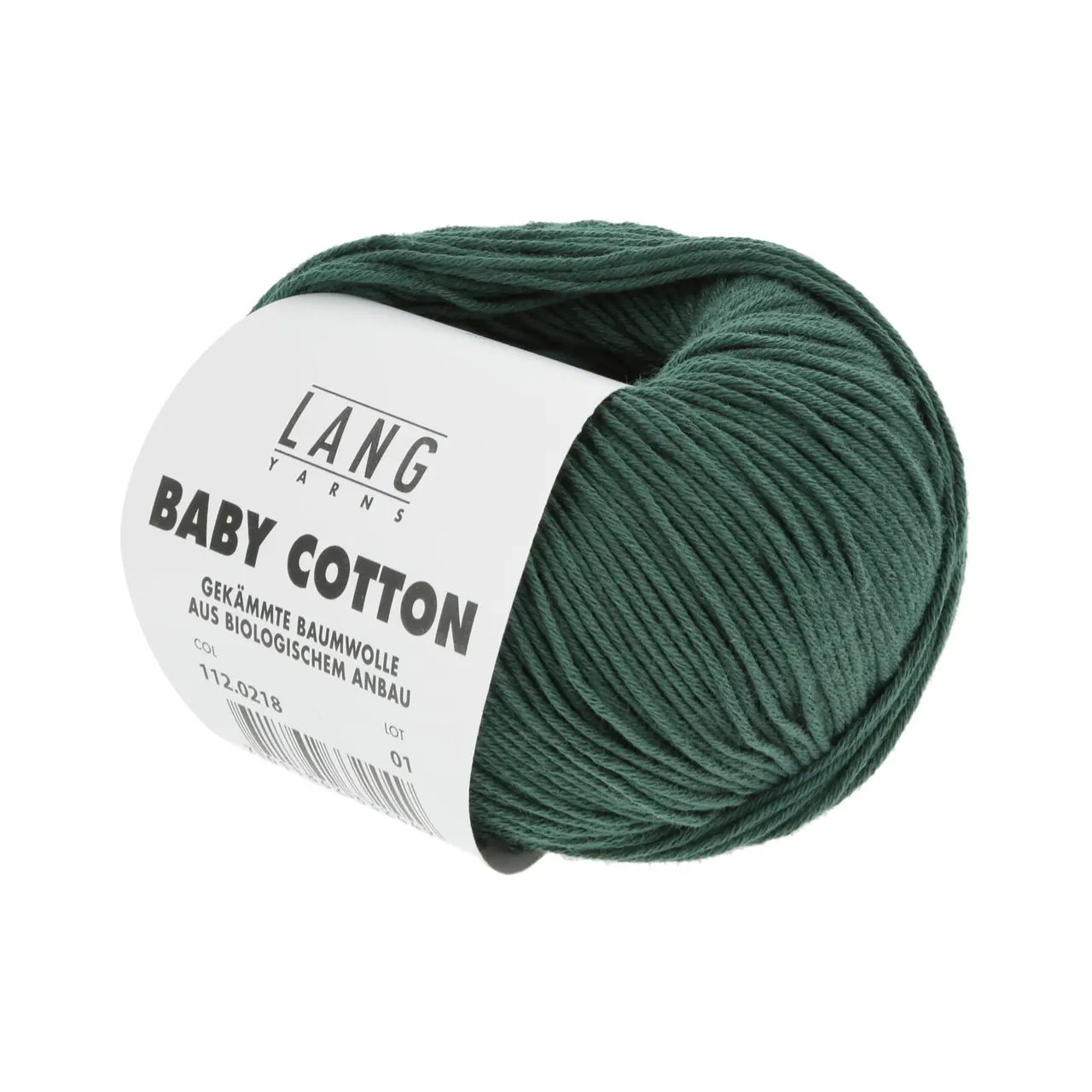 Baby Cotton 218 Dunkelgrün von Lang Yarns. Feine langstaplige Baumwolle aus kontrolliert biologischem Anbau.