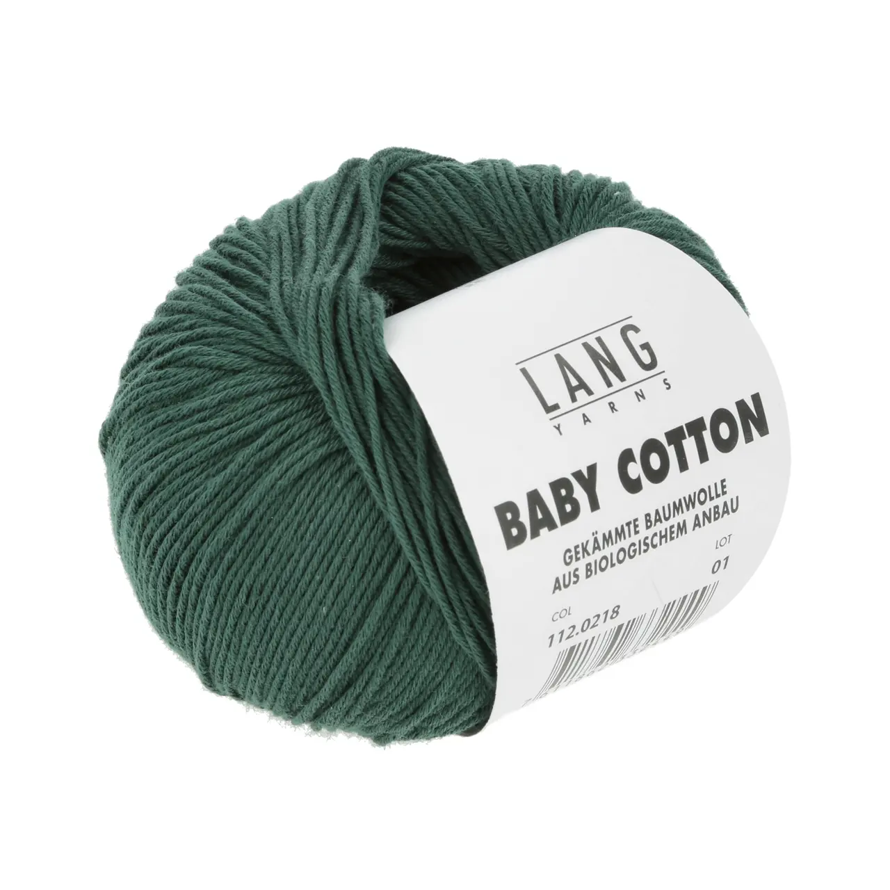 Baby Cotton 218 Dunkelgrün von Lang Yarns. Feine langstaplige Baumwolle aus kontrolliert biologischem Anbau.