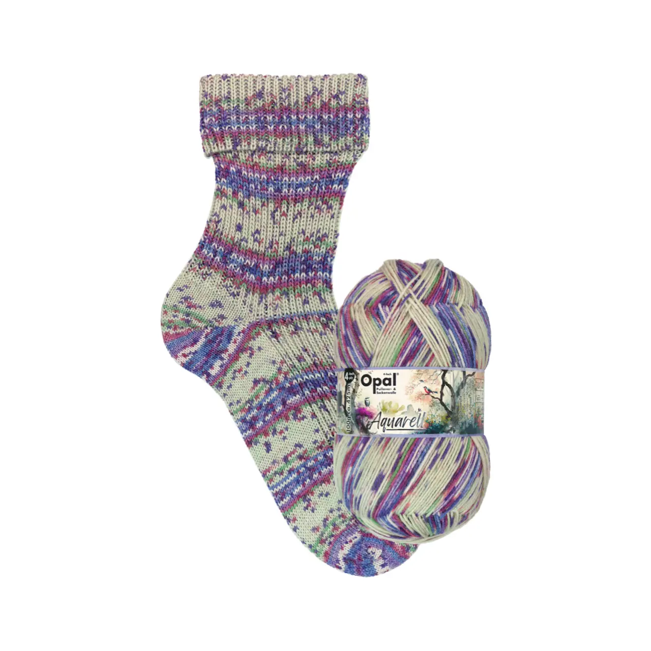 Opal Aquarell 4-fach 11533 Zwitscherwald von Opal. Hochwertiges Sockengarn in faszinierenden Aquarellfarben langlebig und pflegeleicht. Perfekt für Socken Pullover und mehr.