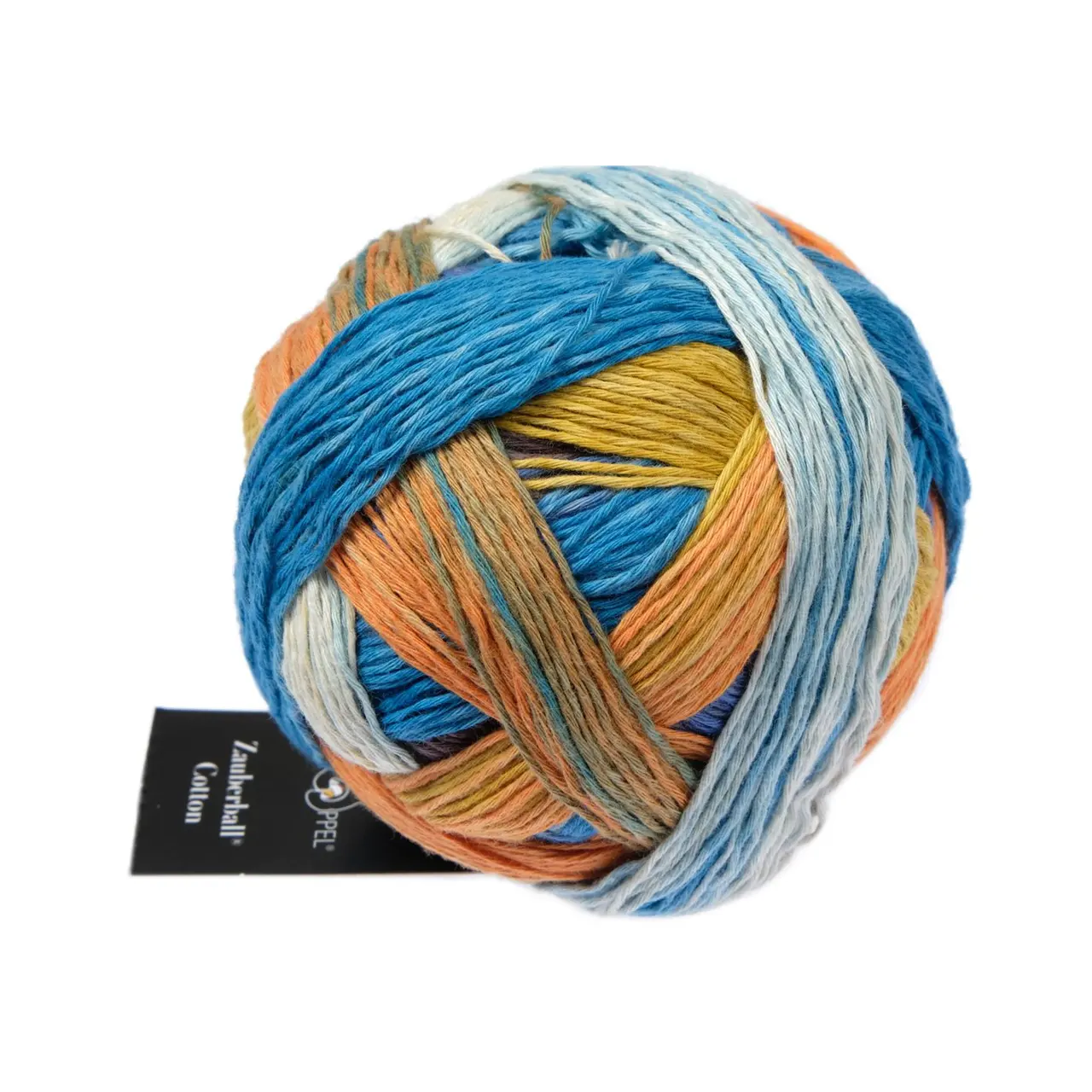 Zauberball® Cotton 2623 Frühaufsteher von Schoppel. Europäisches Baumwollgarn aus griechischem Anbau. Wasser- und resourcenschonende Herstellung in der EU. Der komplette Farbumfang kann länger als ein Knäuel sein.