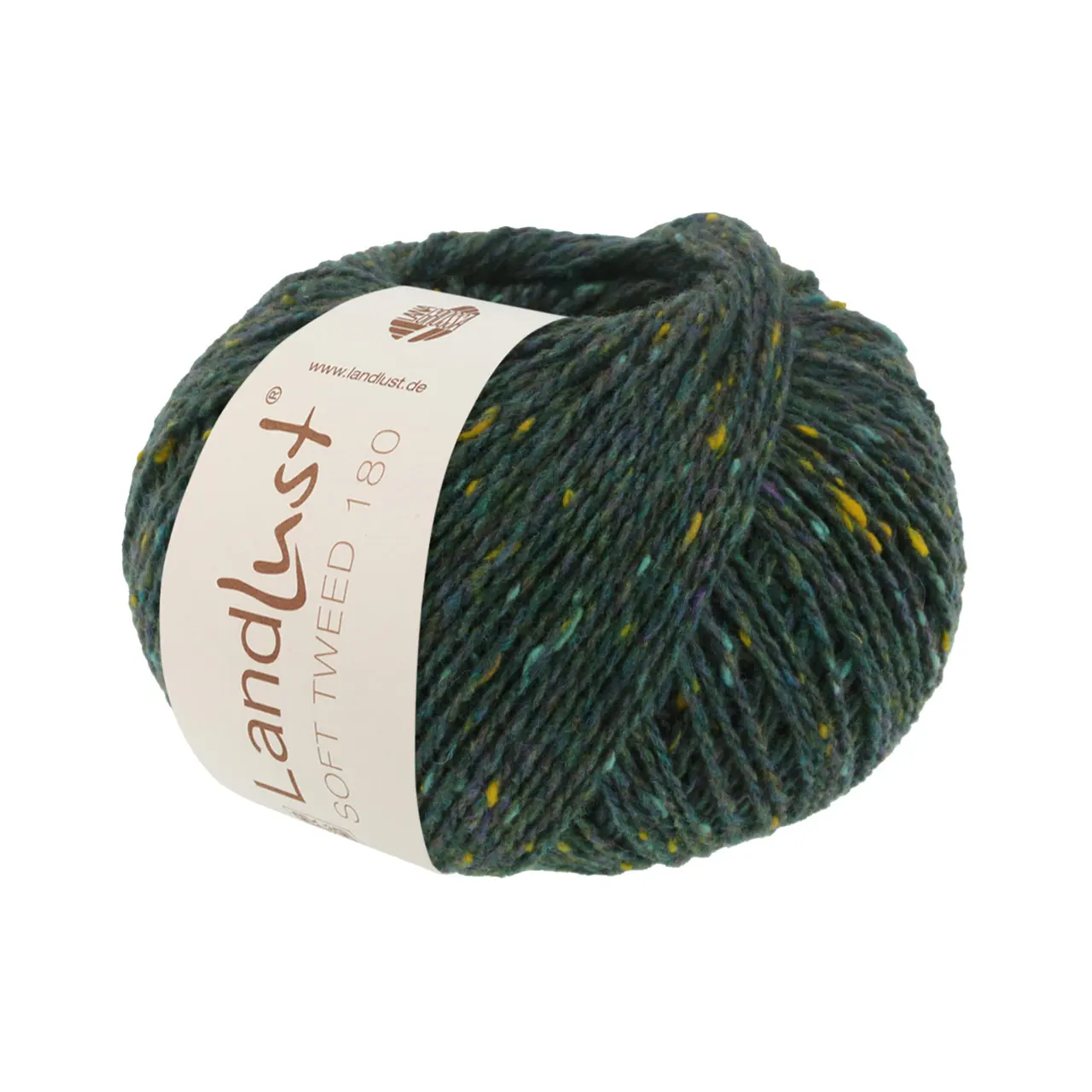 Landlust Soft Tweed 180 116 Dunkelpetrol Meliert von Lana Grossa. Klassisch verzwirntes Tweedgarn aus Schurwolle mit mehrfarbigen Noppen