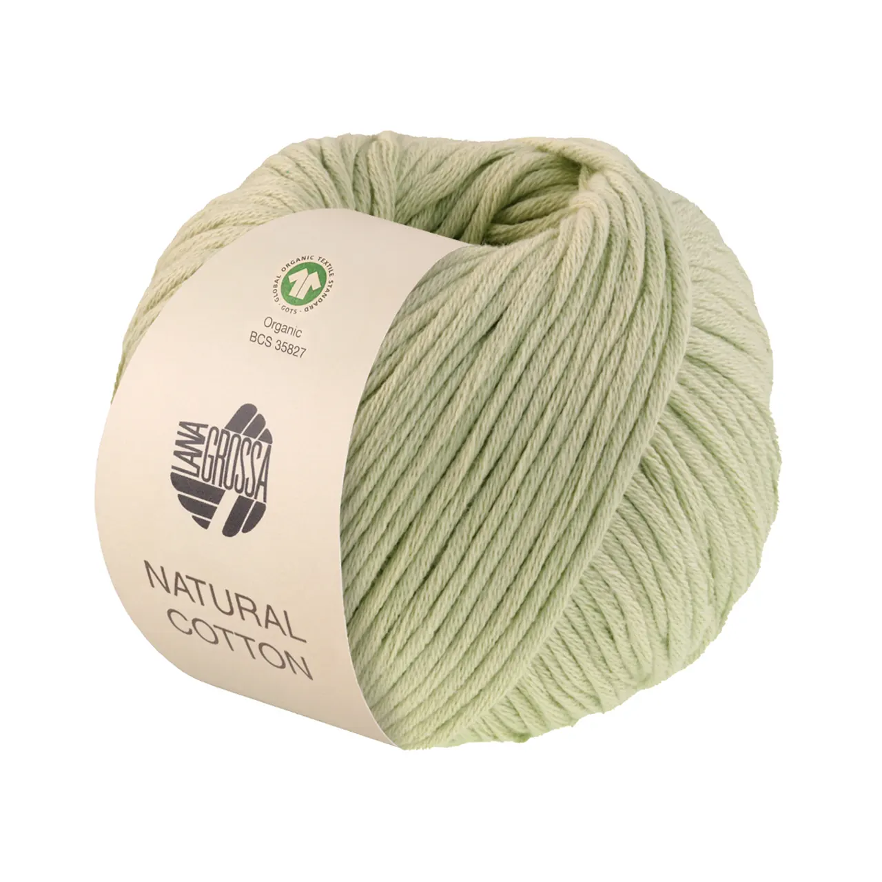 Natural Cotton GOTS 1 Blassgrün von Lana Grossa. Bio-Baumwollgarn in Millefili- Zwirnung