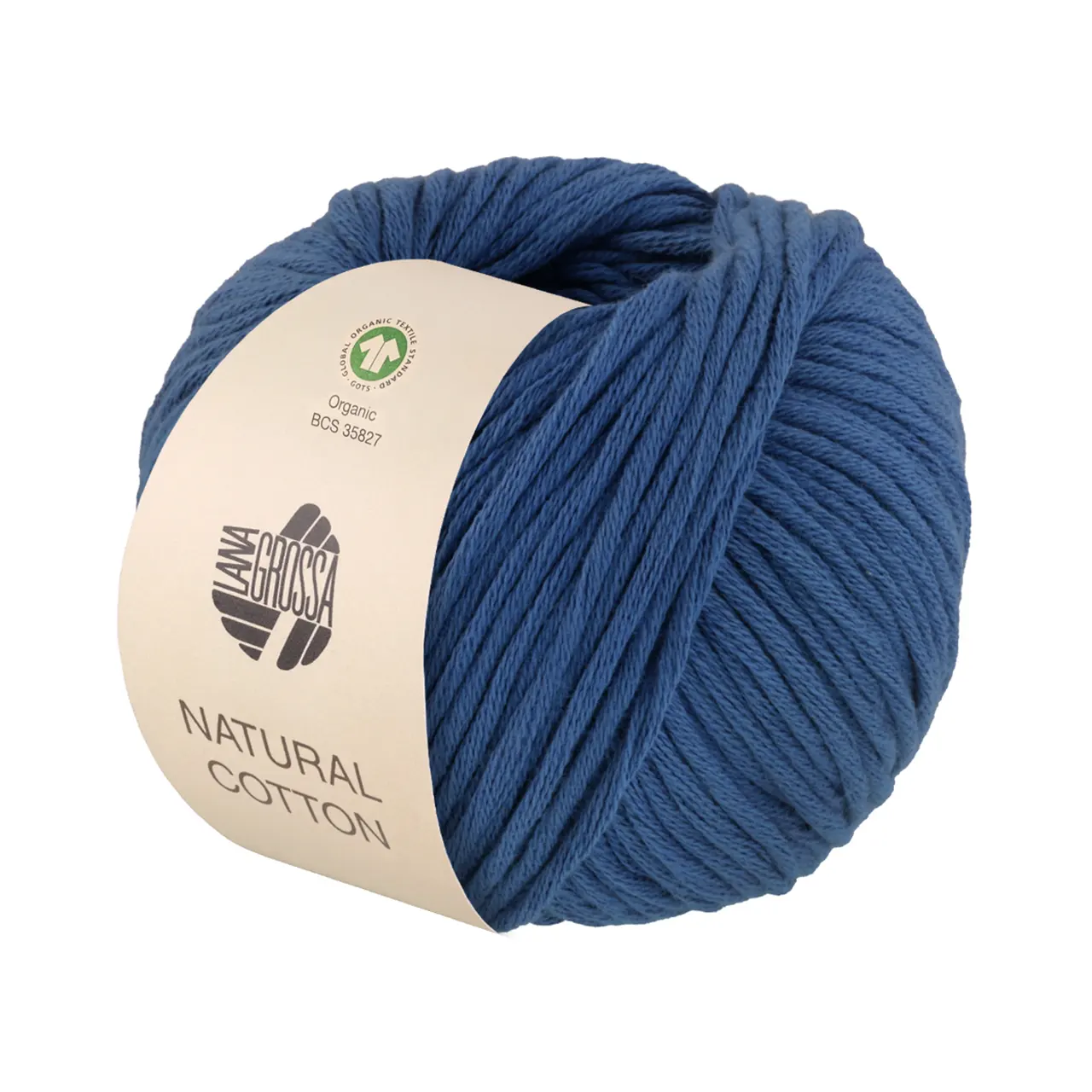 Natural Cotton GOTS 14 Blau von Lana Grossa. Bio-Baumwollgarn in Millefili- Zwirnung