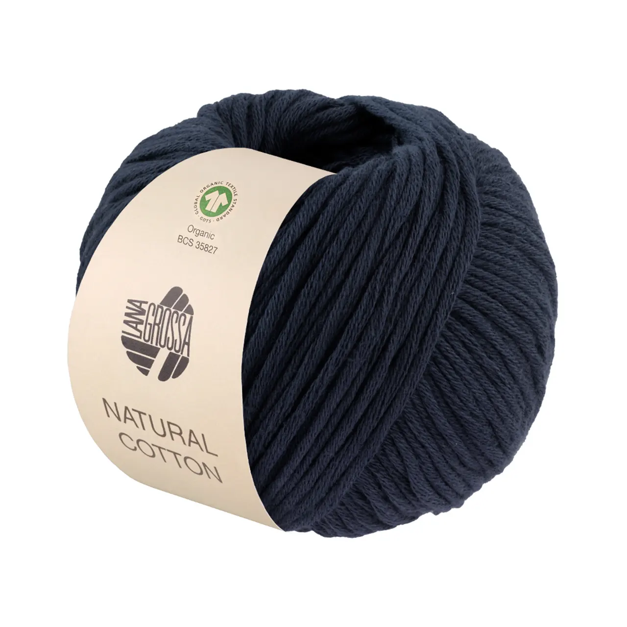 Natural Cotton GOTS 15 Dunkelblau von Lana Grossa. Bio-Baumwollgarn in Millefili- Zwirnung