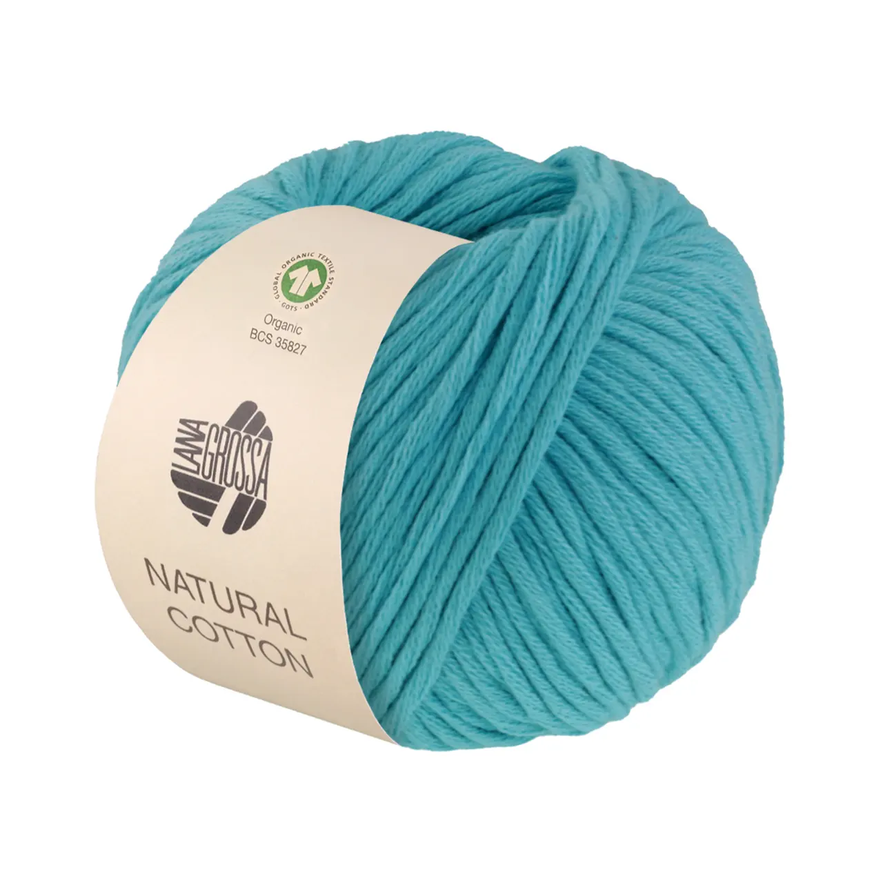 Natural Cotton GOTS 16 Türkis von Lana Grossa. Bio-Baumwollgarn in Millefili- Zwirnung