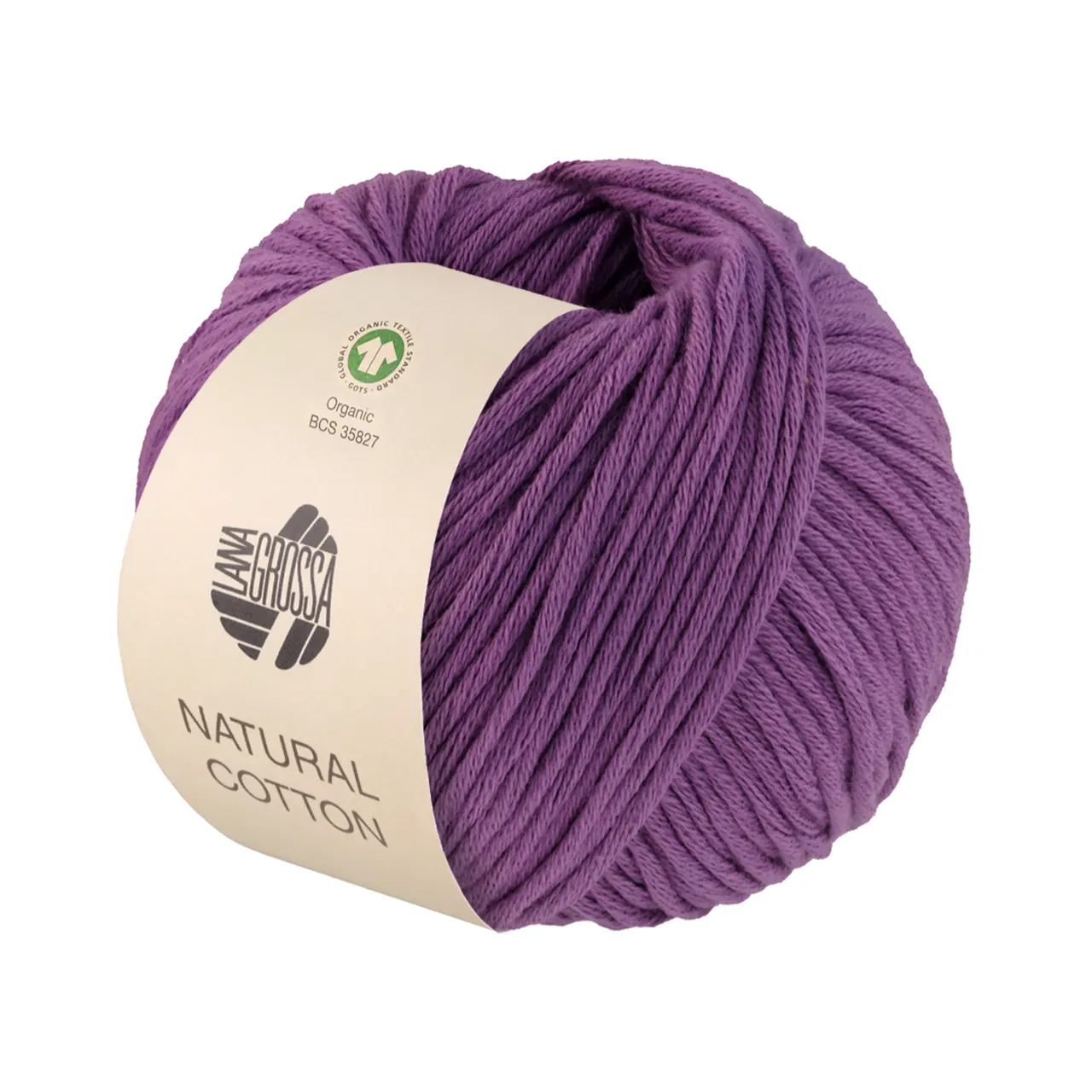 Natural Cotton GOTS 8 Lila von Lana Grossa. Bio-Baumwollgarn in Millefili- Zwirnung