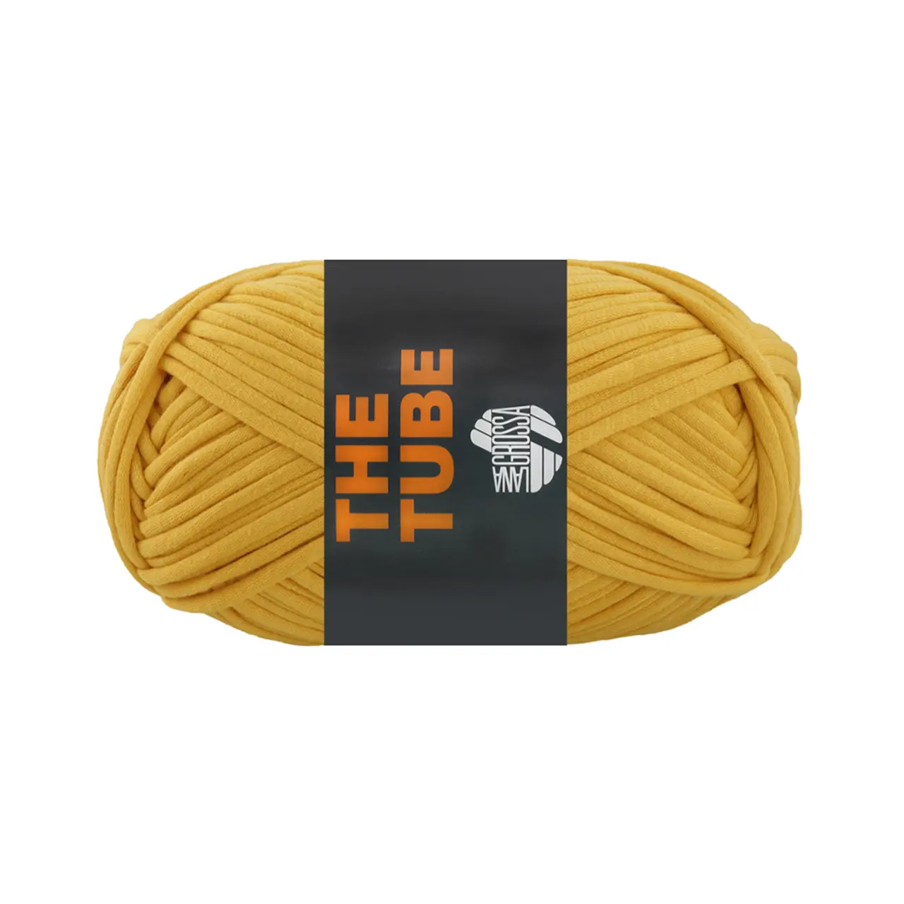 The Tube 24 Gelb von Lana Grossa. Weiches gefülltes Schlauchgarn ideal geeignet für Home- Accessoires und Taschen