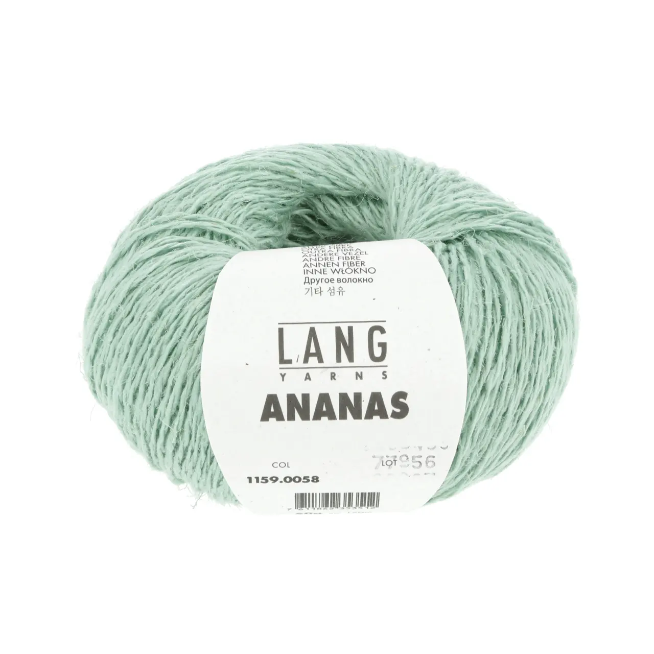 Ananas 58 Mint von Lang Yarns. Die Ananasfaser in diesem Garn wird aus den Blättern der Ananaspflanze gewonnen die normalerweise als Abfall gelten und oft verbrannt werden. Die verwendeten Fasern werden durch eine nachhaltige Methode ohne Bleichmittel verarbeitet. Stattdessen werden Verunreinigungen mit einem enzymatischen Waschverfahren entfernt das keine schädlichen Chemikalien verwendet und der restliche Prozess ist vollständig mechanisch um die Umweltbelastung zu