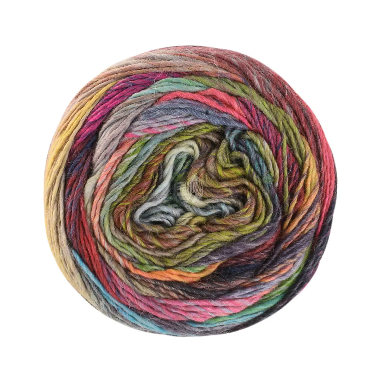 Colorissimo 217 Limette/Olivgrün/Hell-/Dunkelgrau/Graublau/Taupe/Graubraun/Graulila/Pink/Dunkelgrün von Lana Grossa. Dochtgarn aus 100% Merinowolle mit effektvollen Farbmustern