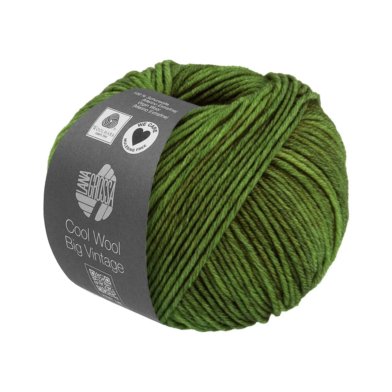 Cool Wool Big Vintage 7192 Grasgrün von Lana Grossa. Klassiker aus purer extrafeiner Merinowolle mit Ton-in-Ton Farbeffekt waschmaschinenfest und filzfrei (We Care).