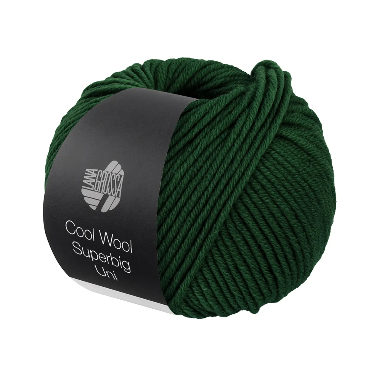 Cool Wool Superbig Uni 28 Flaschengrün von Lana Grossa. Pure extrafeine Merinowolle waschmaschinenfest und filzfrei