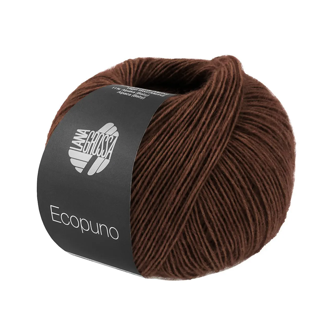 Ecopuno 224 Schokobraun von Lana Grossa. Edle Netzgarnstruktur aus Baumwolle gefüllt mit Merino/Alpaka