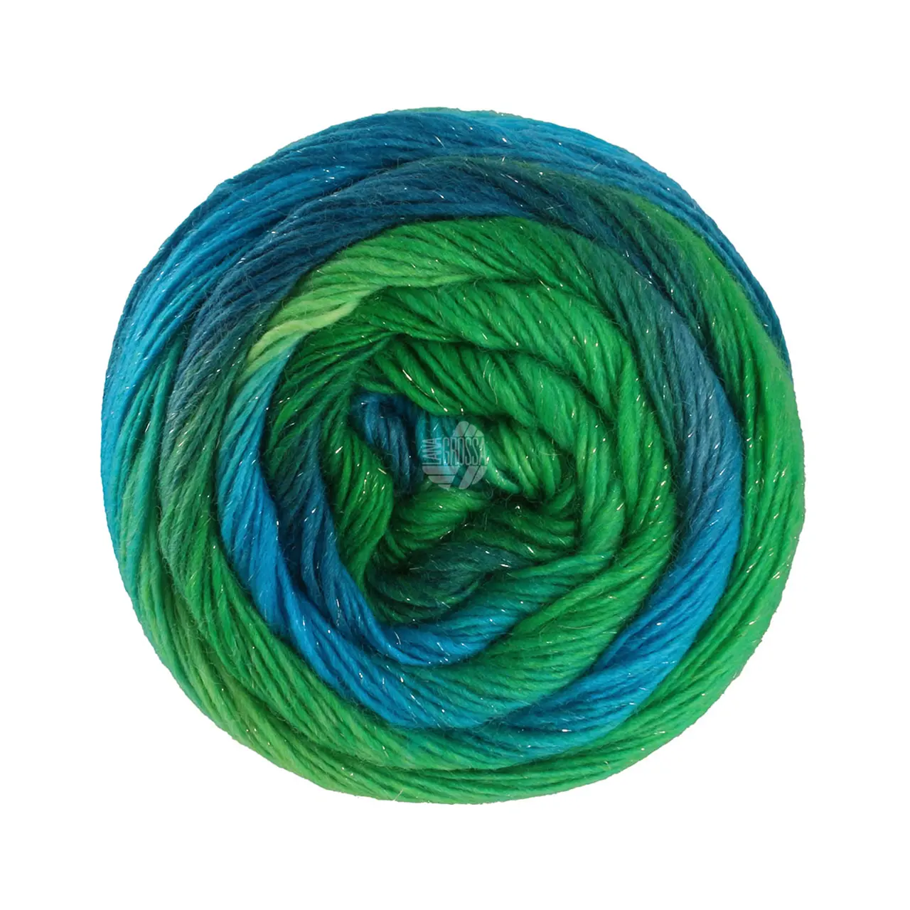 Meilenweit 100 Color Mix Sparks 7612 Seegrün/Smaragd/Jade/Petrol/Dunkelgrün von Lana Grossa. Merino-Dochtgarn mit Farbverlauf und Glanzfaden für Socken und mehr waschmaschinenfest