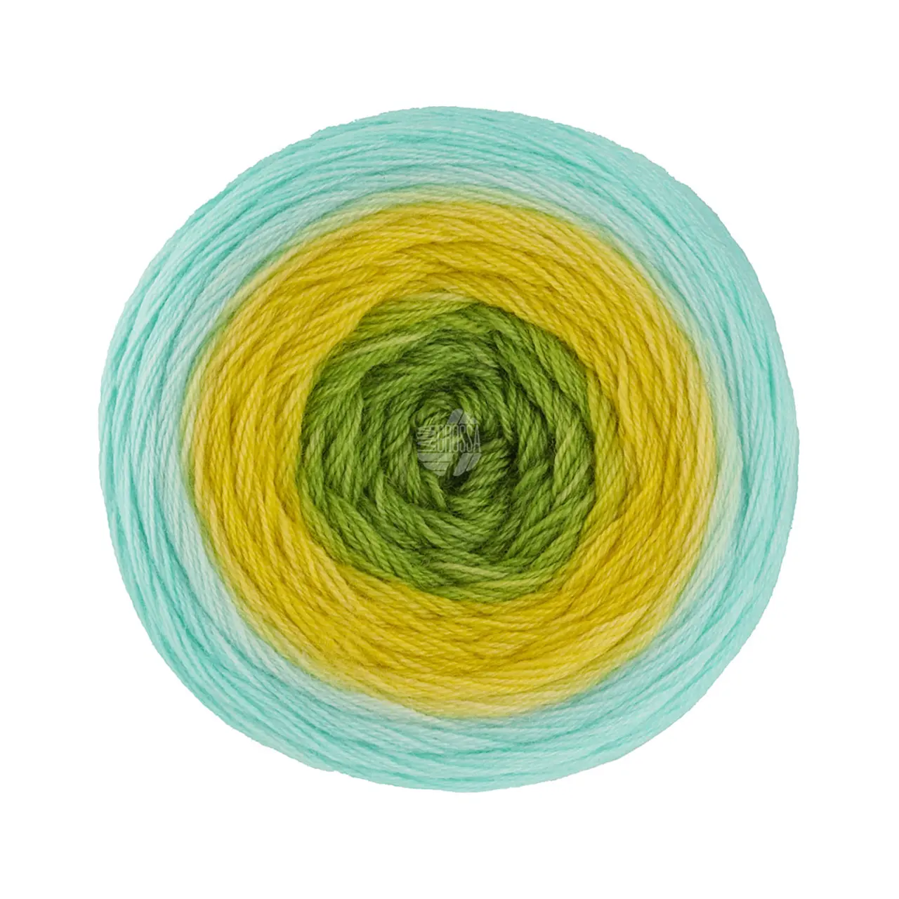 Merino Lace Aquarell 20 Kiwi/Leuchtendgelb/Aqua von Lana Grossa. Extrafeine Merinowolle in Lace-Garnstärke im Farbverlauf bedruckt