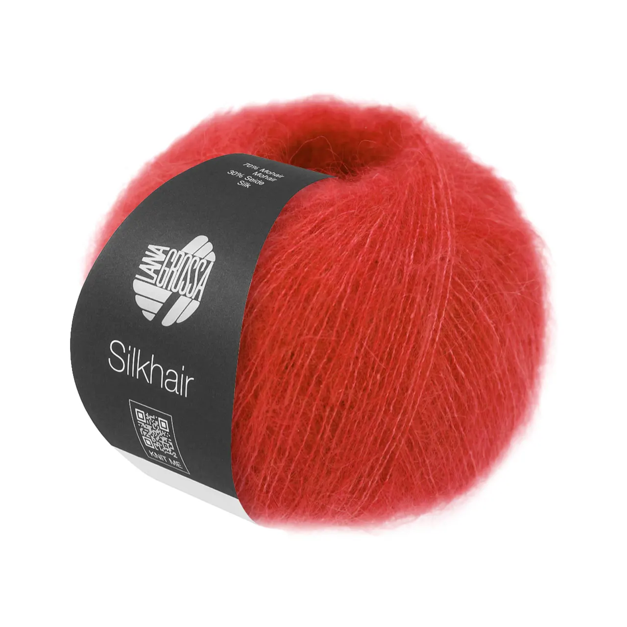 Silkhair Uni 215 Leuchtendrot von Lana Grossa. Feines Lace-Garn aus Superkid Mohair mit Seide