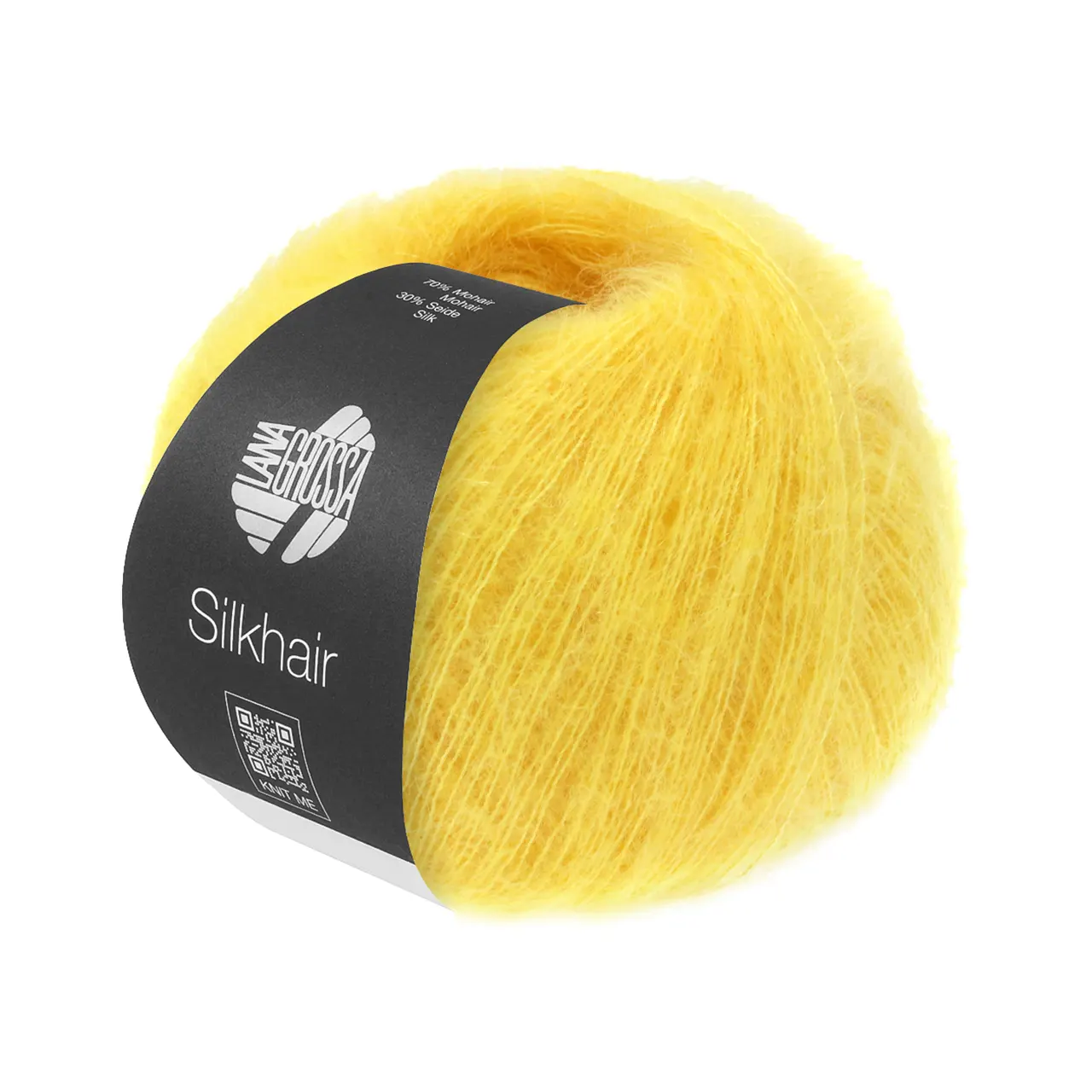Silkhair Uni 217 Narzissengelb von Lana Grossa. Feines Lace-Garn aus Superkid Mohair mit Seide
