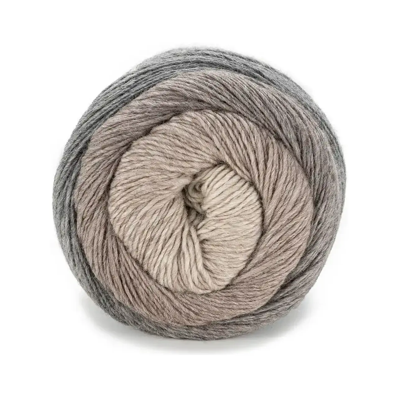 Poema 603 Milk/Choco/Stone von Laines Du Nord. 100% mulesing-freie Wolle für ein Garn dessen Farben sich in einer perfekten Sequenz zu einem Dégradé-Effekt verbinden.