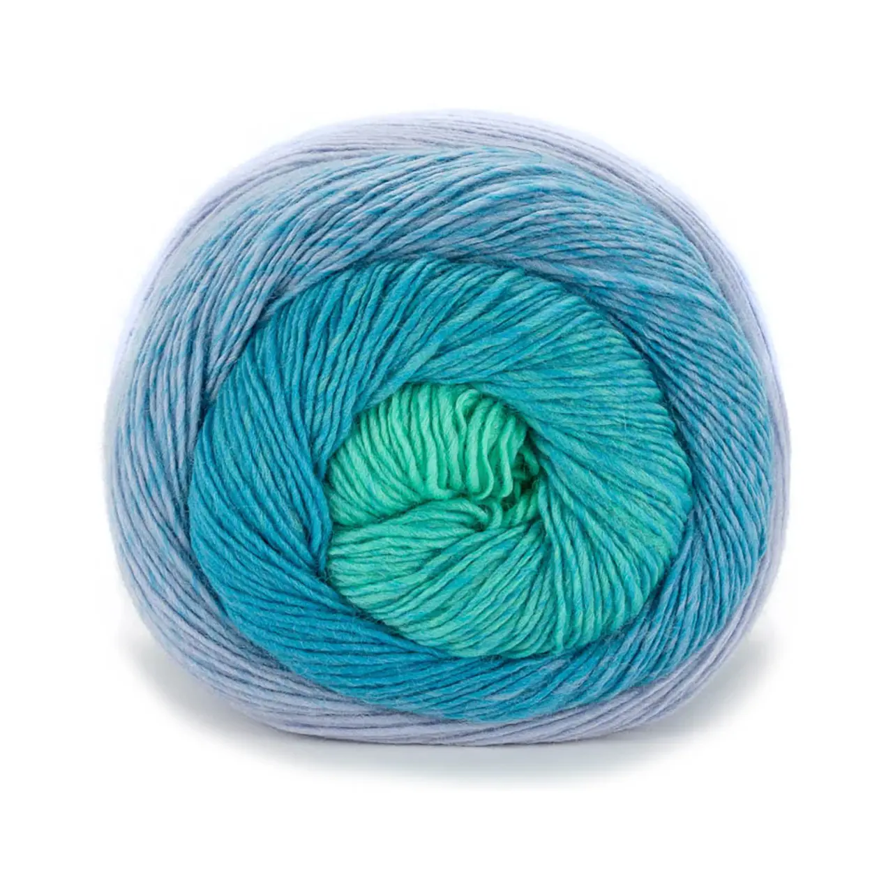 Poema 610 Turquoise/Lagoon/Mauve von Laines Du Nord. 100% mulesing-freie Wolle für ein Garn dessen Farben sich in einer perfekten Sequenz zu einem Dégradé-Effekt verbinden.
