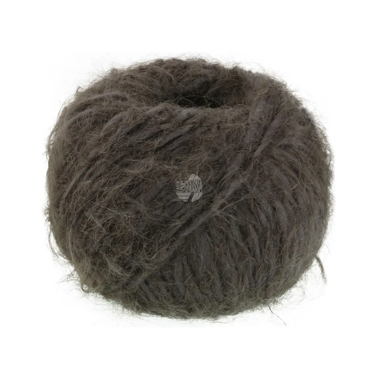 Basta 34 Graubraun von Lana Grossa. Garn im Fake Fur Look locker verzwirnt aus einem Franseneffekt und feinen Merinofasern