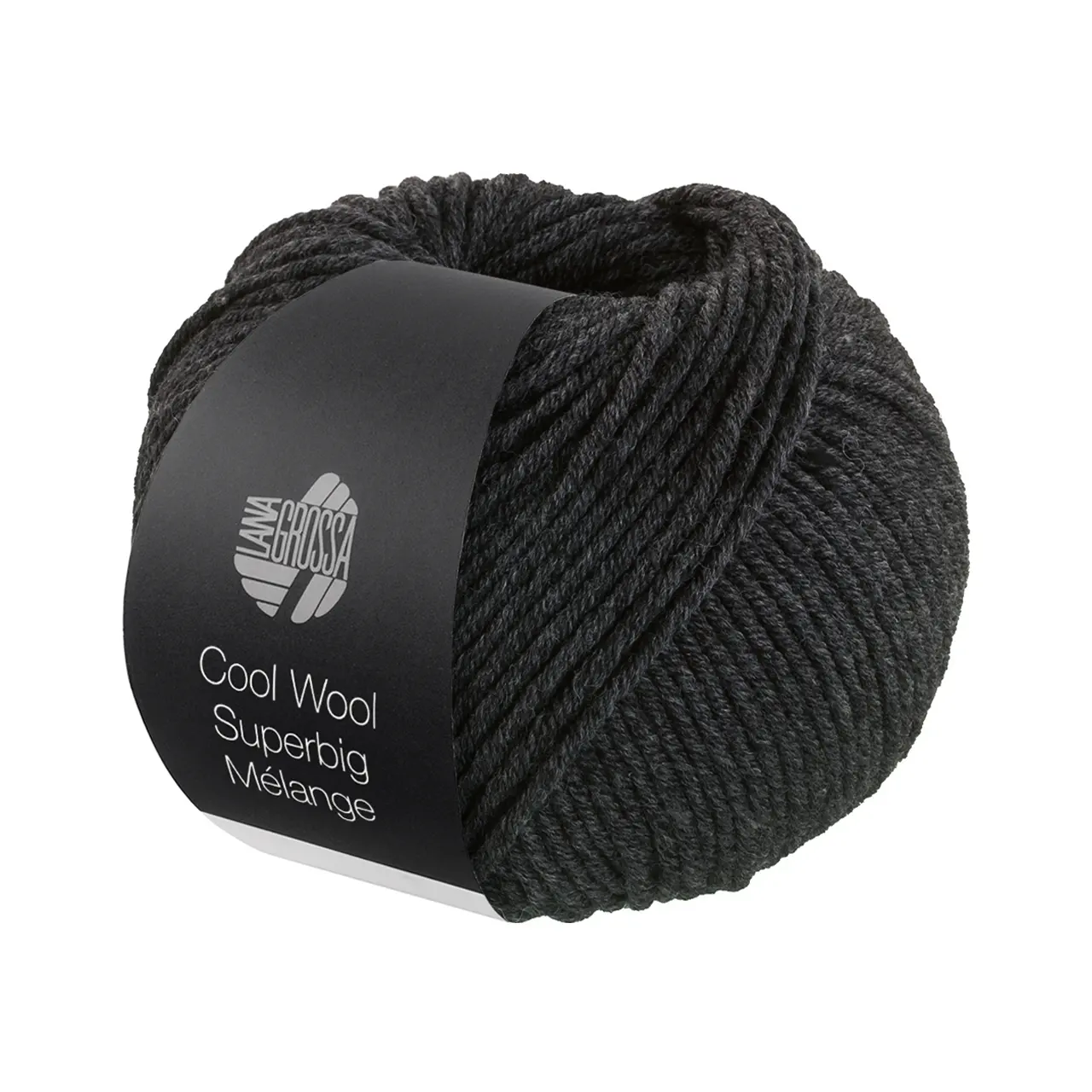 Cool Wool Superbig Mélange 218 Dunkelgrau Meliert von Lana Grossa. Pure extrafeine Merinowolle waschmaschinenfest und filzfrei