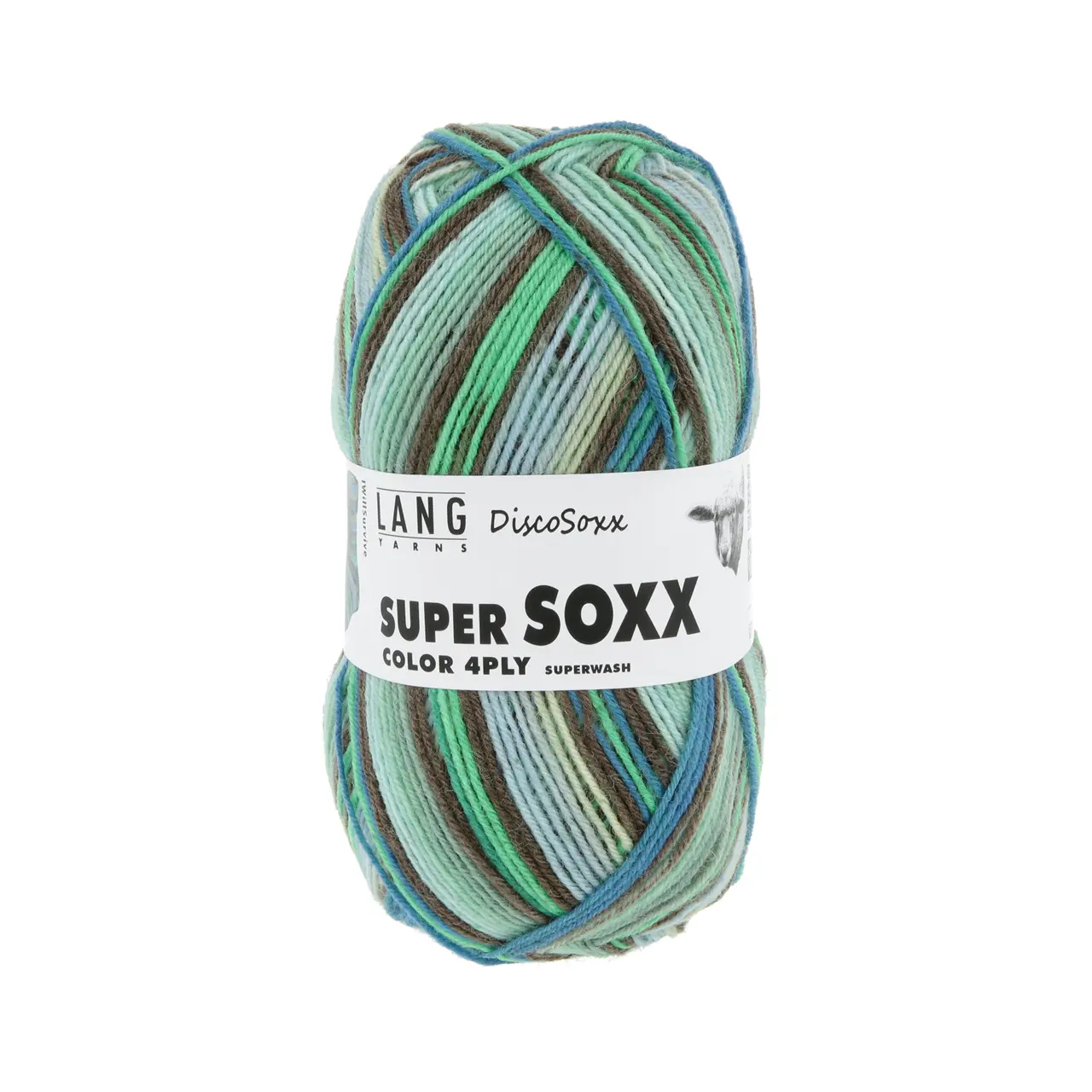 Super Soxx Color 4-Fach 520 Grün/Blau 1145 I Will Survive von Lang Yarns.