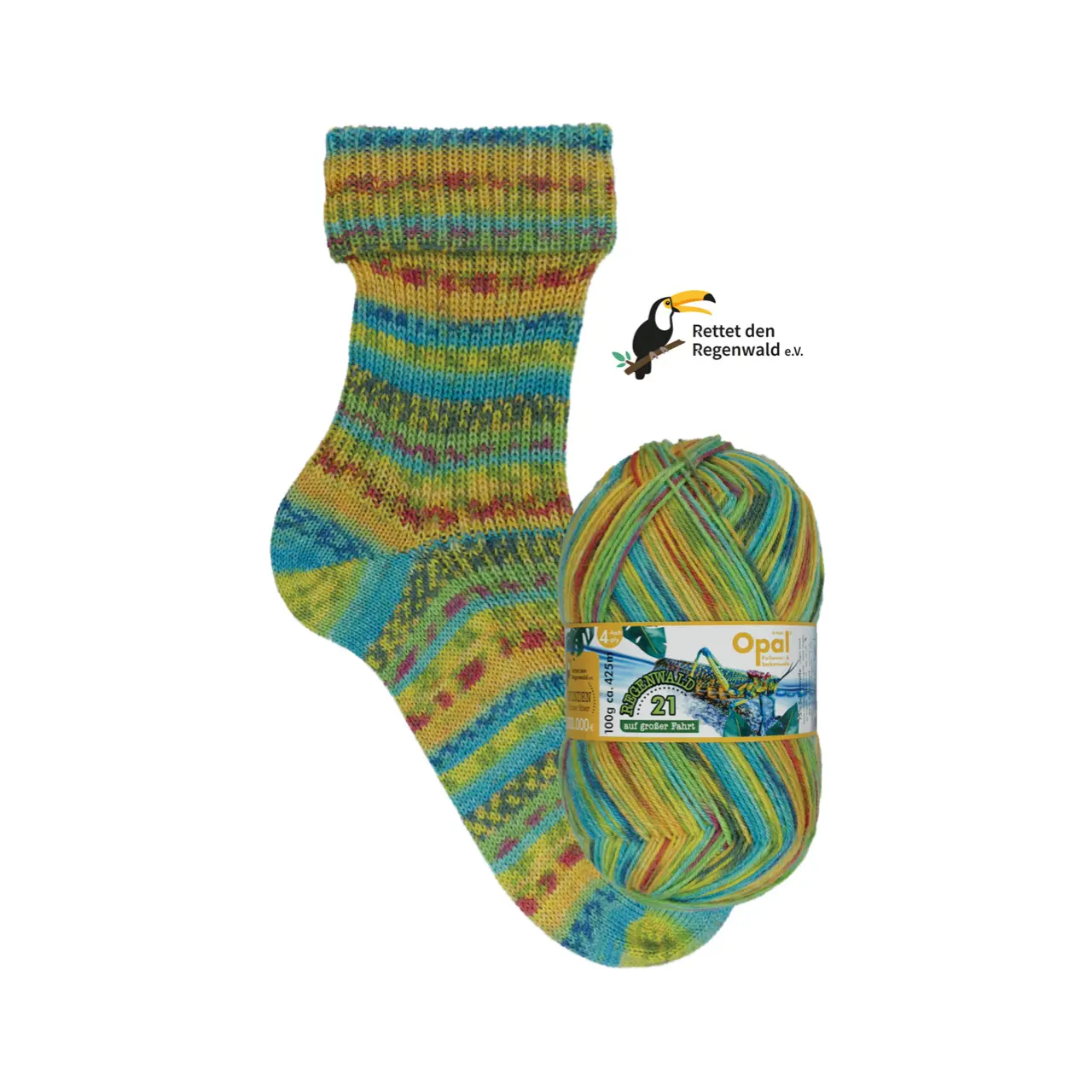 Opal Regenwald 21 - auf großer Fahrt 4-fach 11605 Navigator von Opal. Diese hervorragende strapazierfähige Sockenwolle ist auch für herrlich bunte Accessoires und Oberbekleidung bestens geeignet