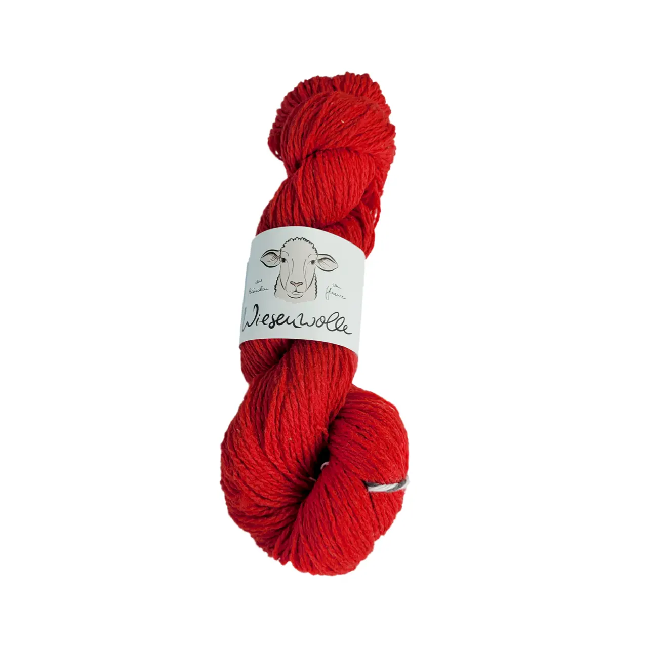Wiesenwolle 2 Knallrot von Wiesen Wolle. 2-fädige strapazierfähige und sehr wärmdende Landhauswolle vom Münchner Merino-Landschaf - ideal für Trachtenjacken Pullover und für Fair-Isle-Strick.