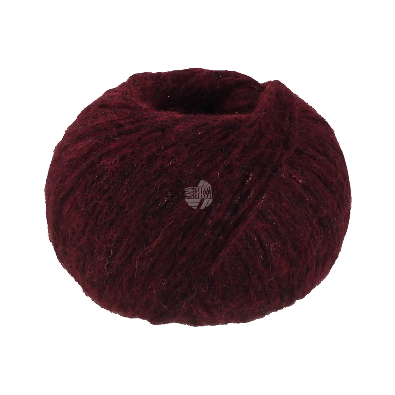 Lucciola 11 Schwarzrot von Lana Grossa. Effektgarn aus Alpaka- und Merinofasern mit Metallglanz
