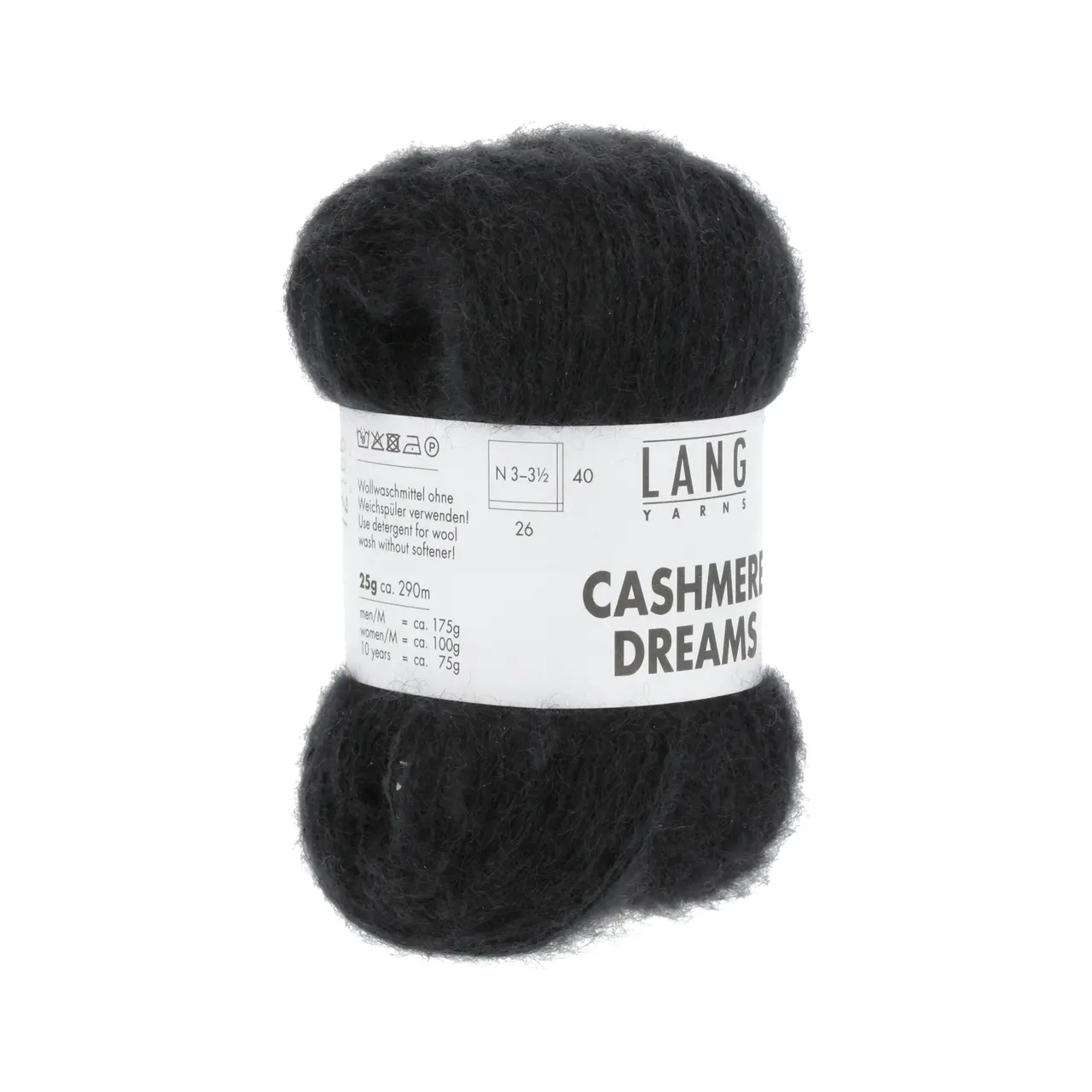 Cashmere Dreams 4 Schwarz von Lang Yarns. Der Name ist Programm - ein Traum aus Cashmere und Seide.