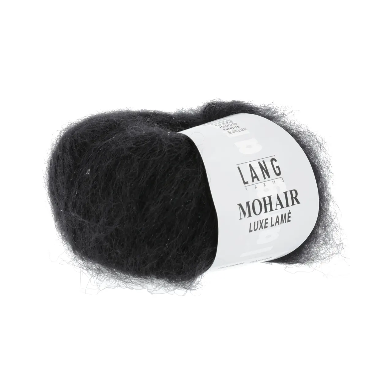 Mohair Luxe Lamé 4 Silber - Schwarz von Lang Yarns. Superkid-Mohair gemischt mit Seide - ein federleichtes Garn für modische Accessoires und mehr.