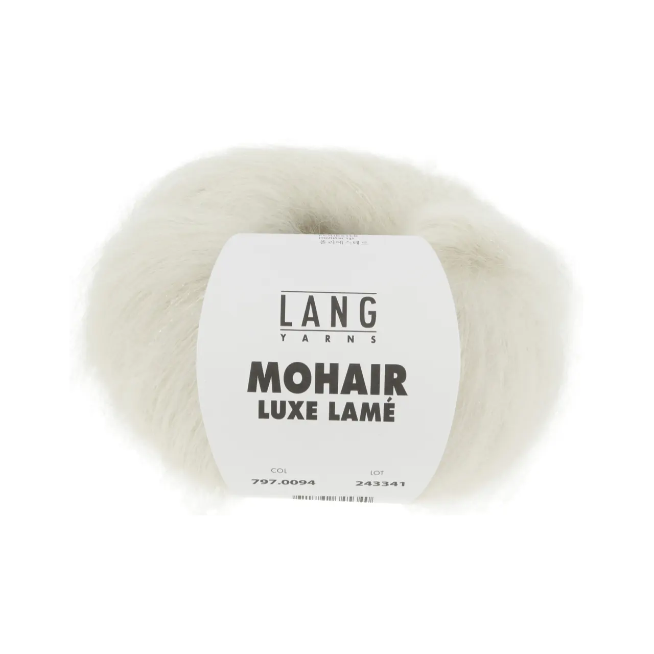 Mohair Luxe Lamé 94 Silber - Offwhite von Lang Yarns. Superkid-Mohair gemischt mit Seide - ein federleichtes Garn für modische Accessoires und mehr.