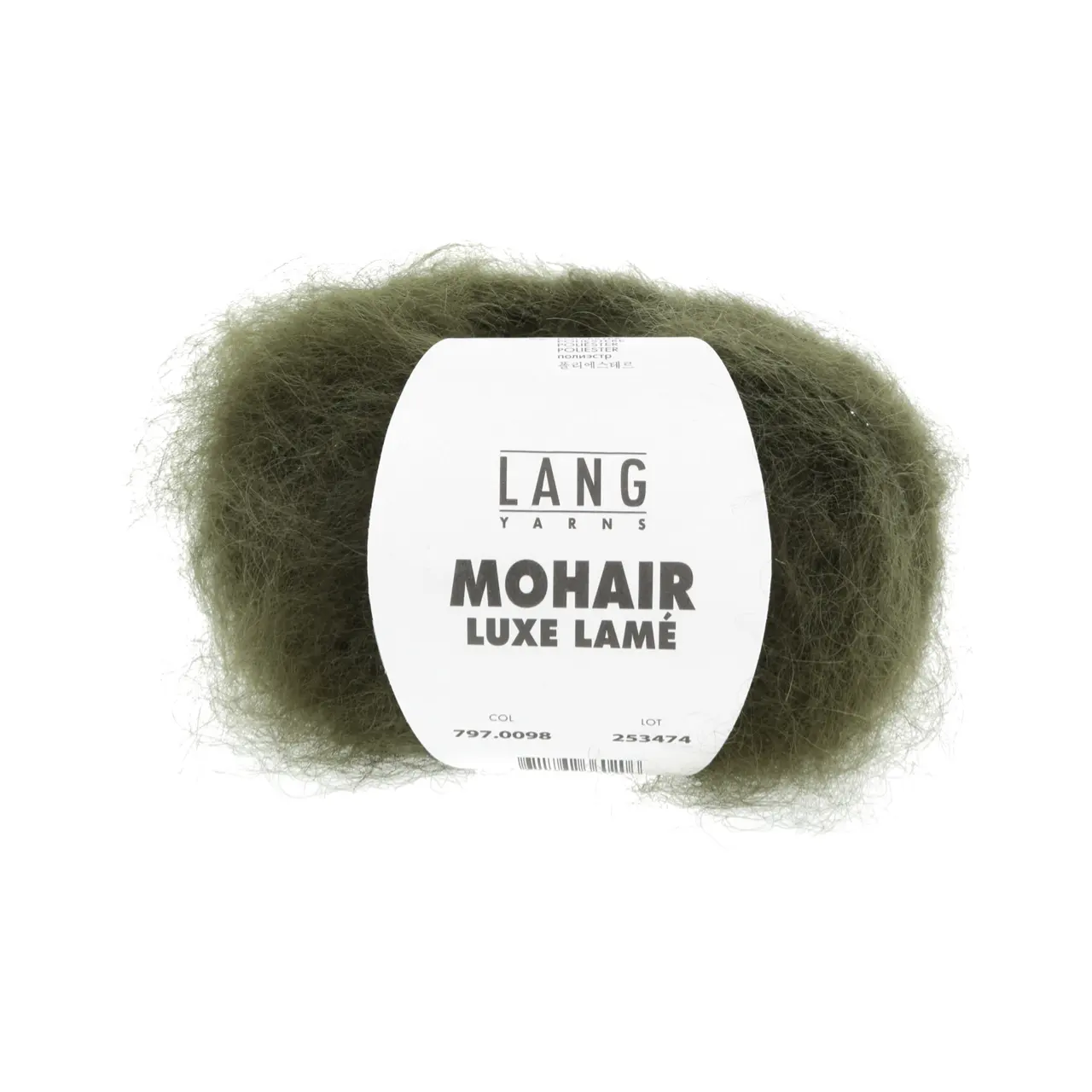 Mohair Luxe Lamé 98 Silber - Olive Dunkel von Lang Yarns. Superkid-Mohair gemischt mit Seide - ein federleichtes Garn für modische Accessoires und mehr.