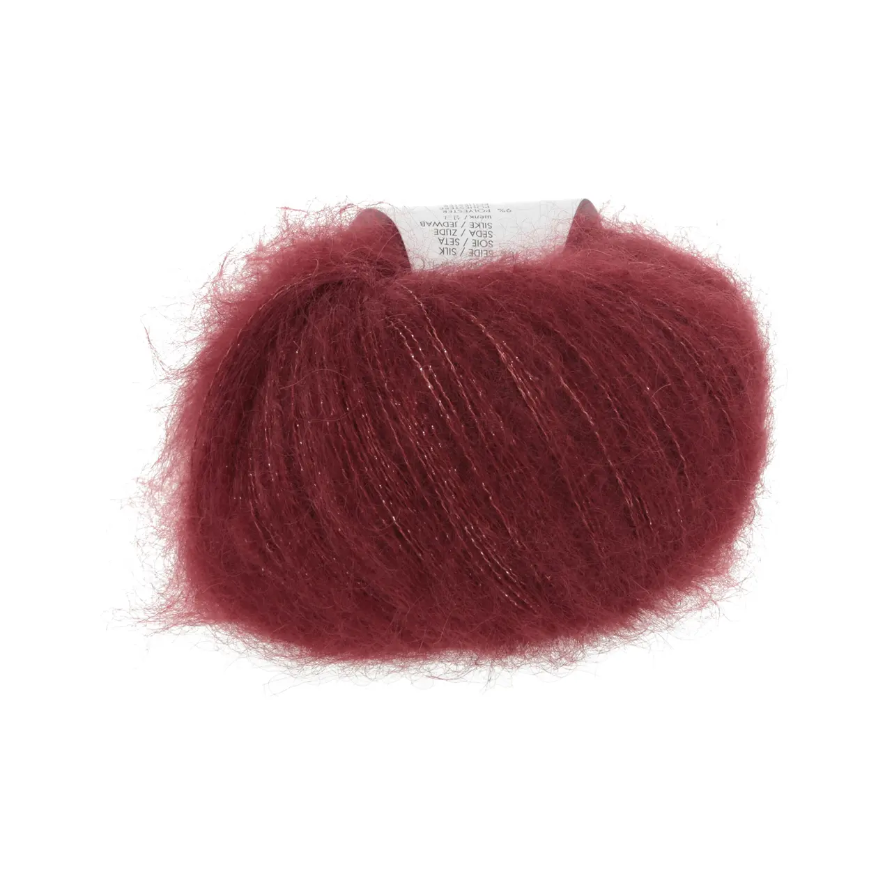 Mohair Luxe Lamé 166 Silber - Beere von Lang Yarns. Superkid-Mohair gemischt mit Seide - ein federleichtes Garn für modische Accessoires und mehr.
