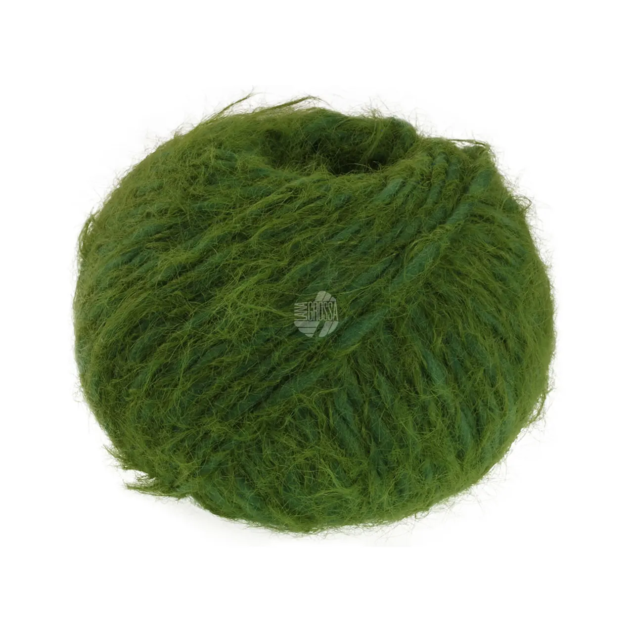Basta 30 Grün von Lana Grossa. Garn im Fake Fur Look locker verzwirnt aus einem Franseneffekt und feinen Merinofasern