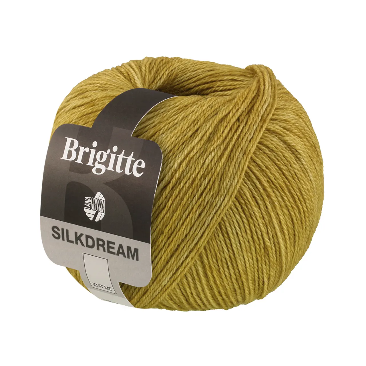 Brigitte Silkdream 8 Senfgelb von Lana Grossa. Zartes klassisch gezwirntes Garn aus Maulbeerseide und Merino mit Mohairfasern umhüllt