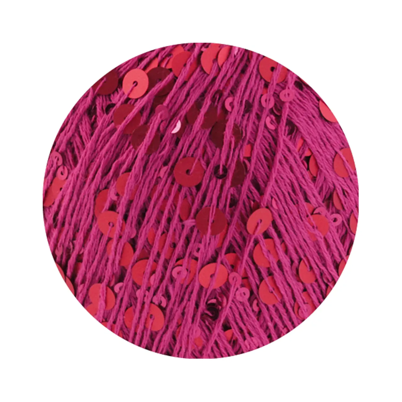 Cosmo 15 Fuchsia von Lana Grossa. Beilaufgarn aus Baumwolle mit großen und kleinen Pailletten